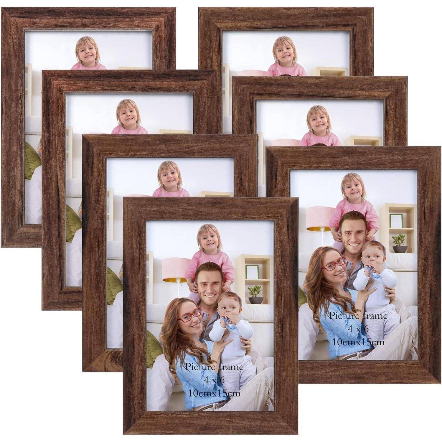 Bilderrahmen Set 10x15 cm für Fotos und Bilder, Braun Fotorahmen