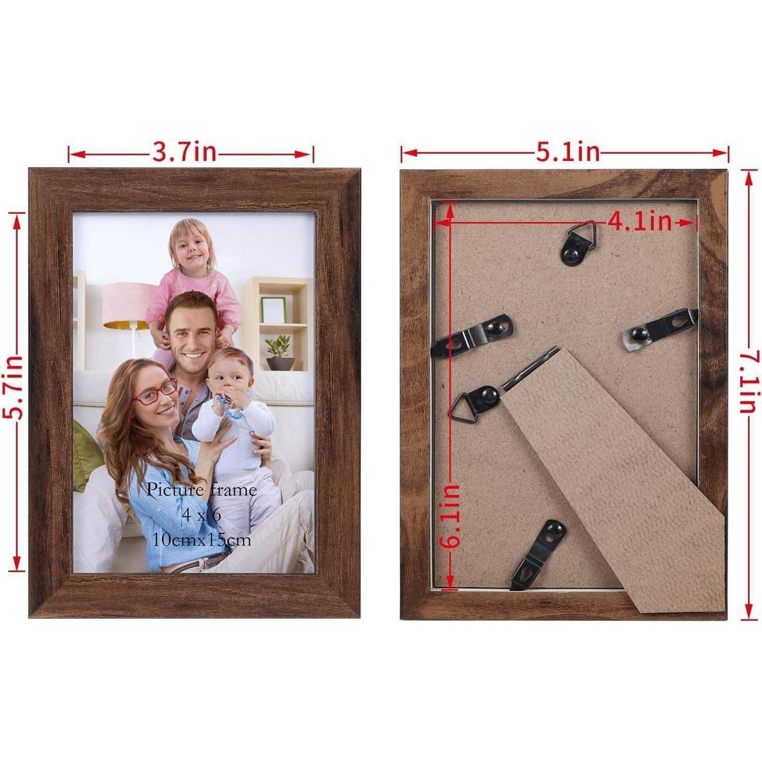 Bilderrahmen Set 10x15 cm für Fotos und Bilder, Braun Fotorahmen