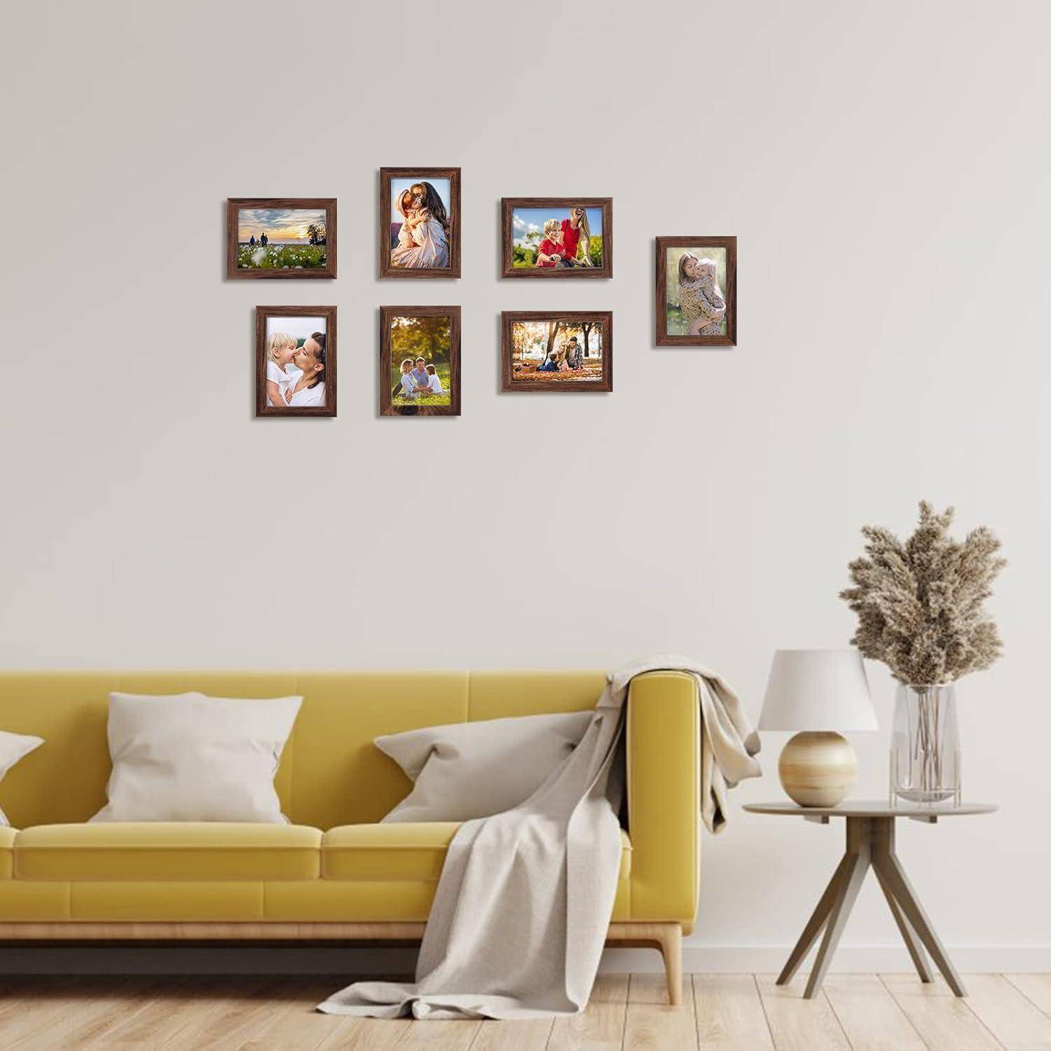 Bilderrahmen Set 10x15 cm für Fotos und Bilder, Braun Fotorahmen