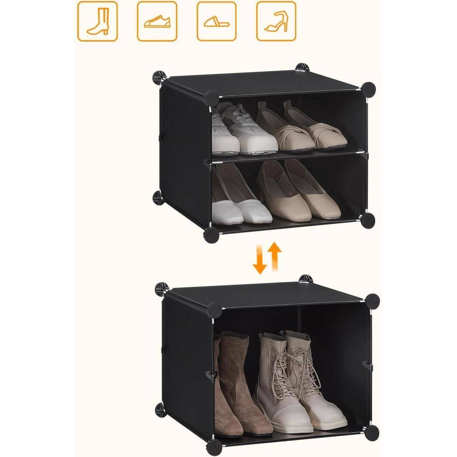 Schuhregal mit 6 Fächern und Tür für 24 Paar Schuhe 80 x 30 x 90 cm