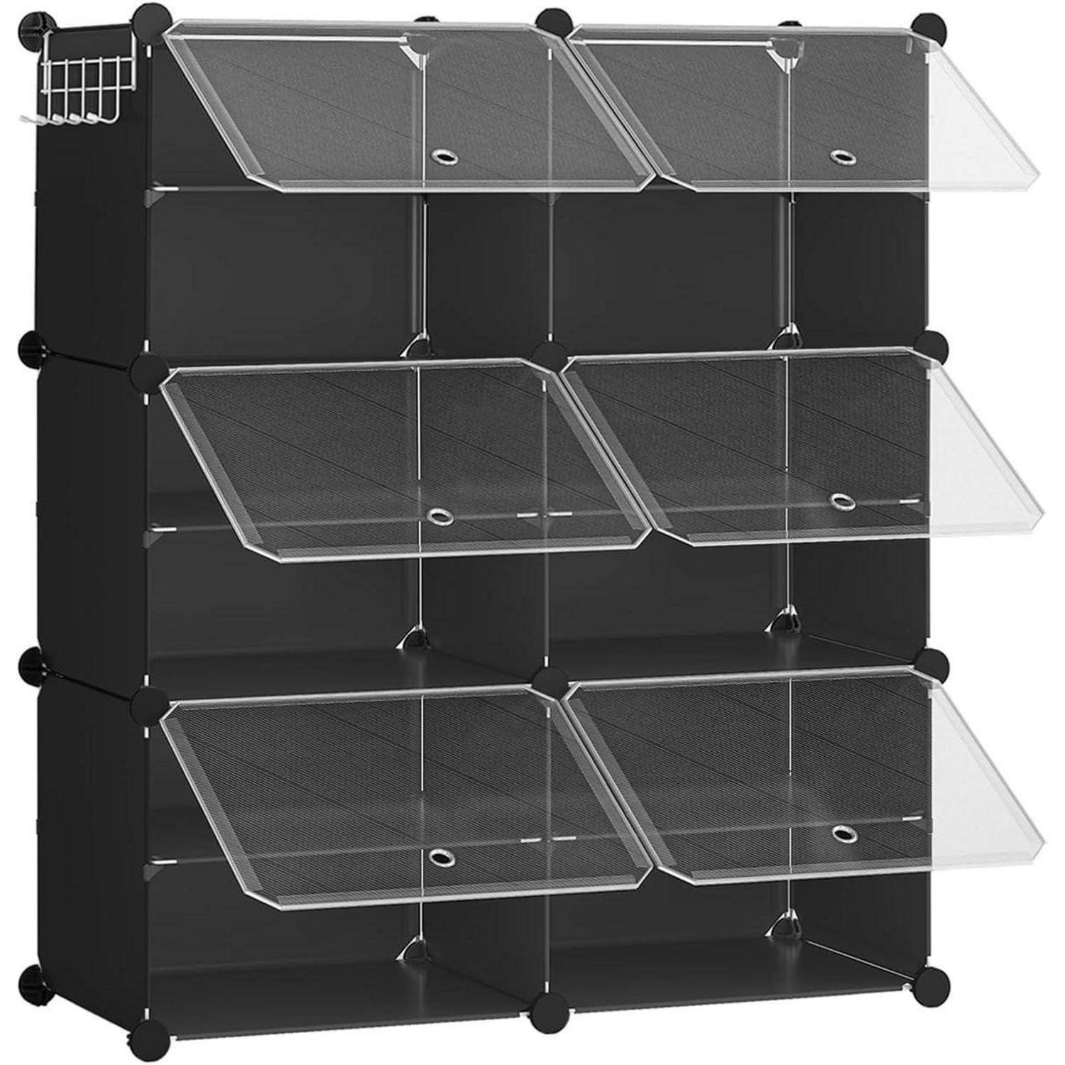 Schuhregal mit 6 Fächern und Tür für 24 Paar Schuhe 80 x 30 x 90 cm