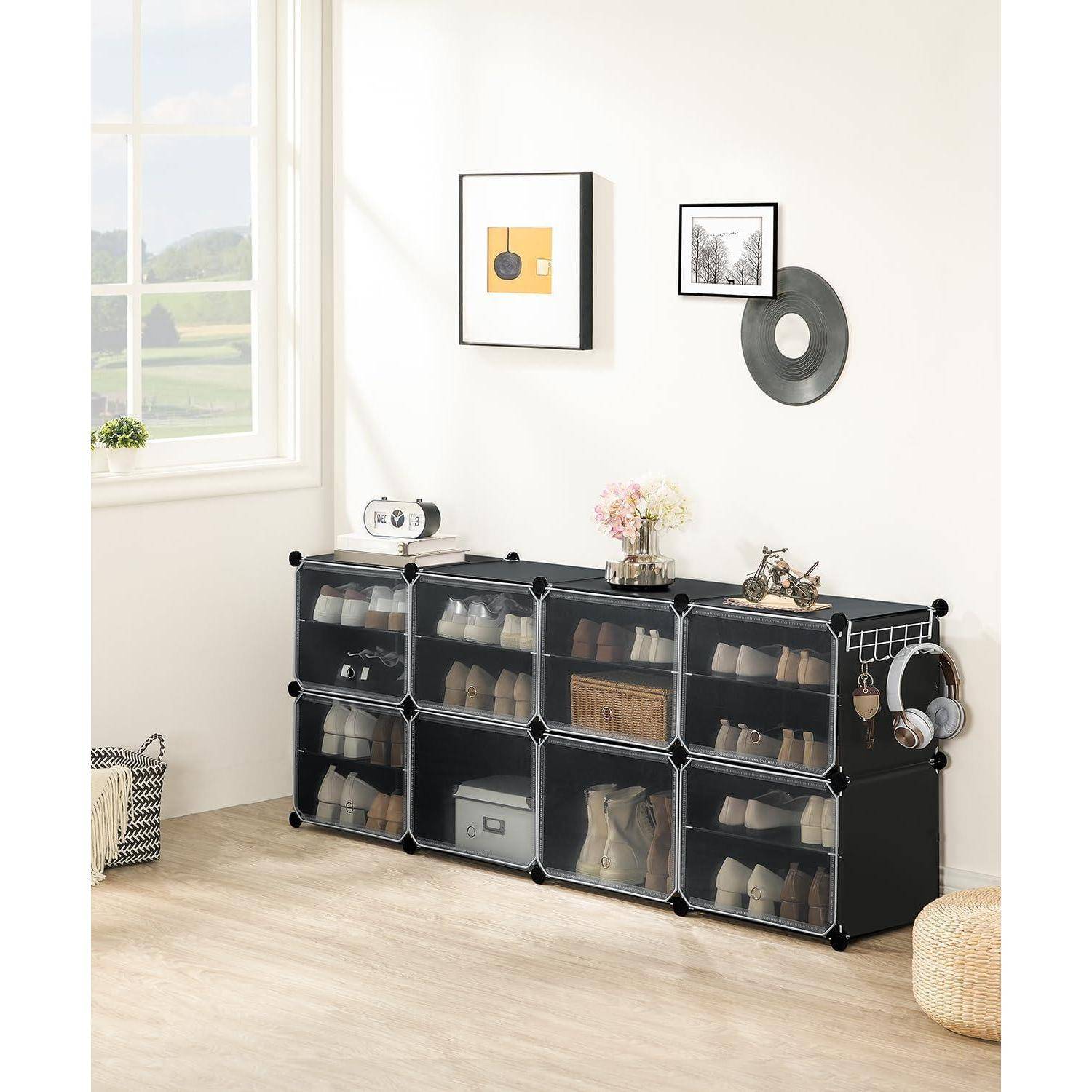 Schuhregal mit 6 Fächern und Tür für 24 Paar Schuhe 80 x 30 x 90 cm