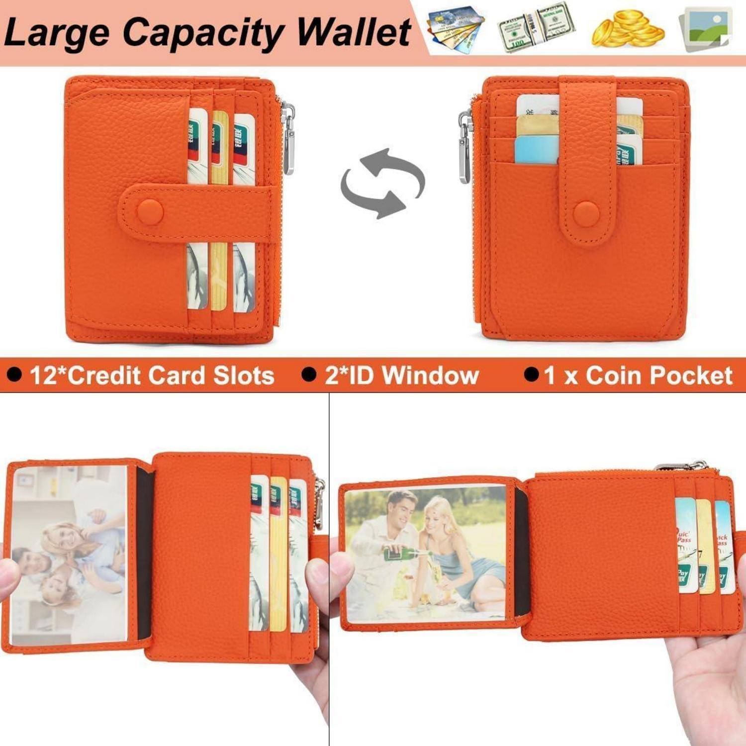Kartenetui RFID Schutz Echtes Leder Münzfach Slim Wallet