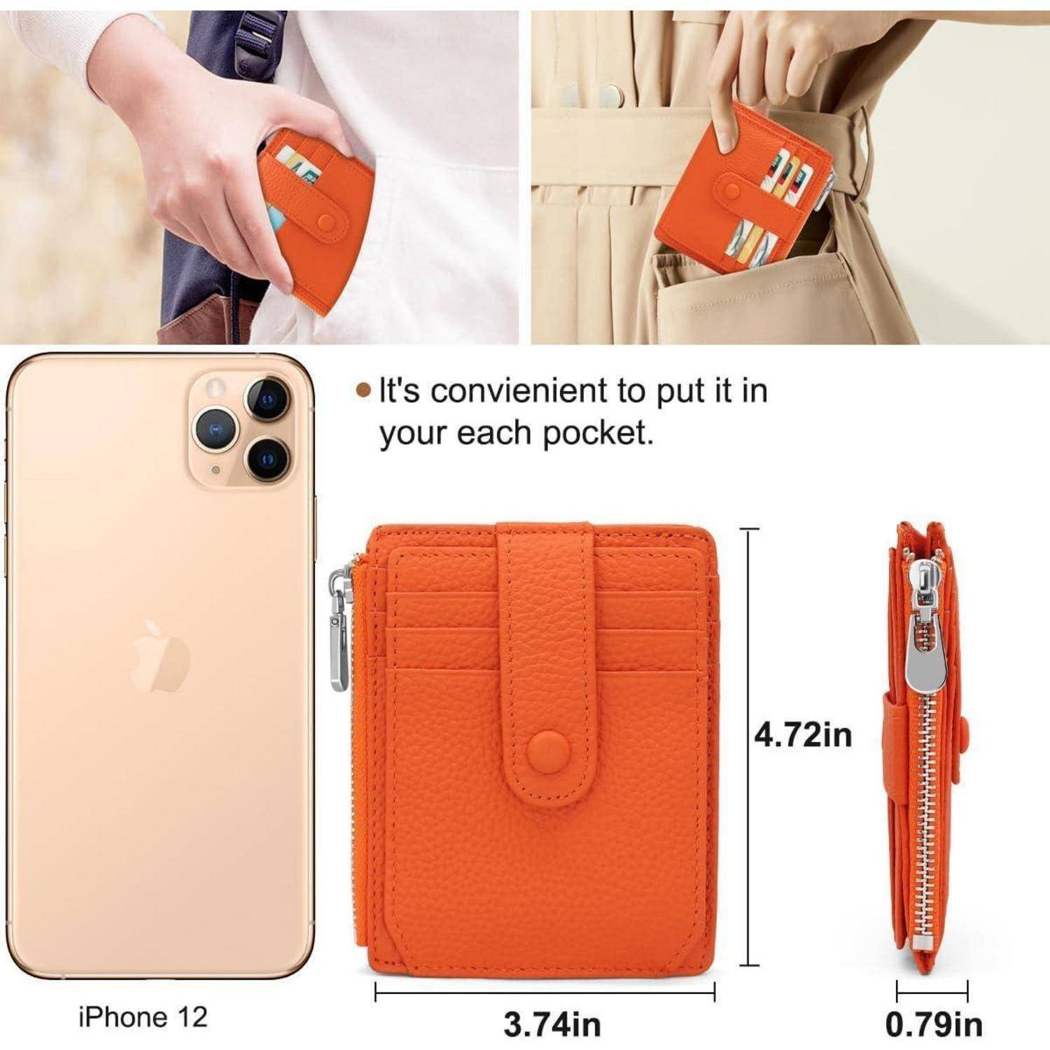 Kartenetui RFID Schutz Echtes Leder Münzfach Slim Wallet