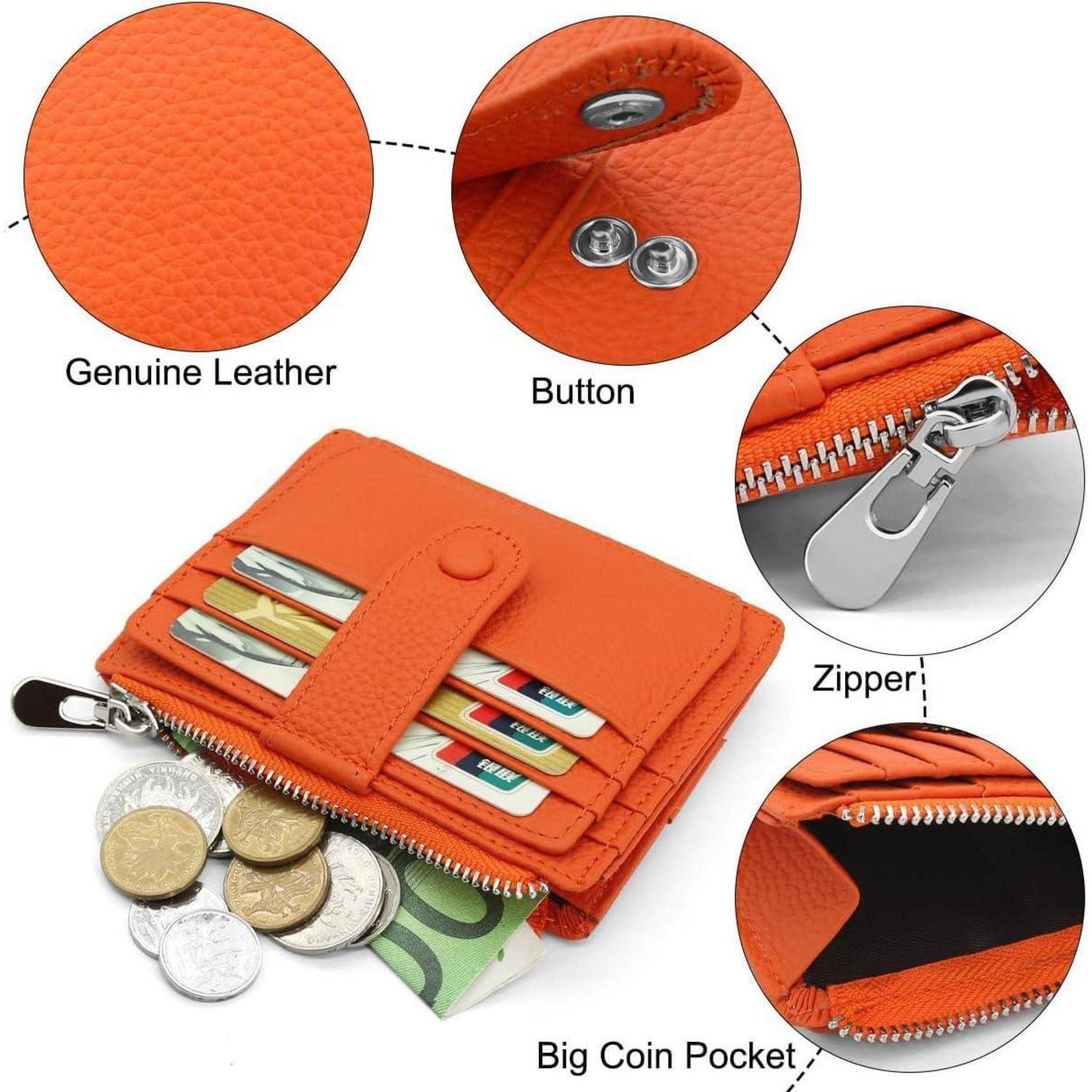 Kartenetui RFID Schutz Echtes Leder Münzfach Slim Wallet
