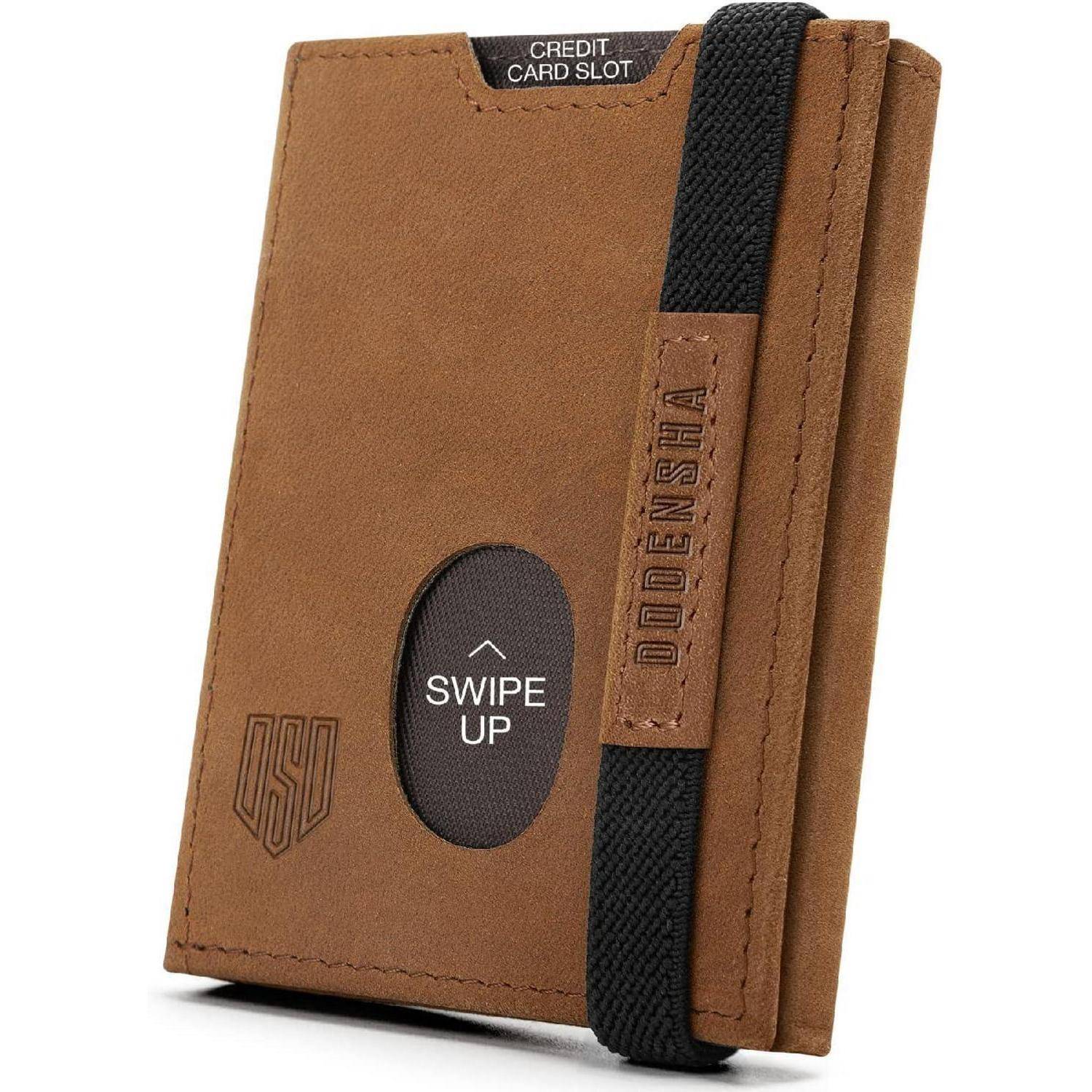 Mini Geldbörse RFID-Schutz Portmonee Kartenetui Leder Slim Wallet