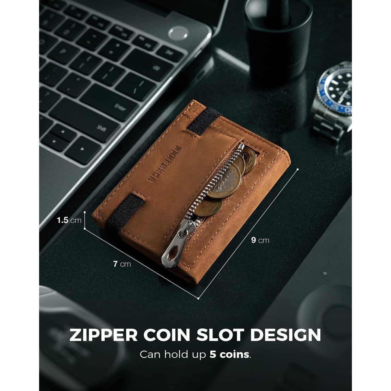 Mini Geldbörse RFID-Schutz Portmonee Kartenetui Leder Slim Wallet