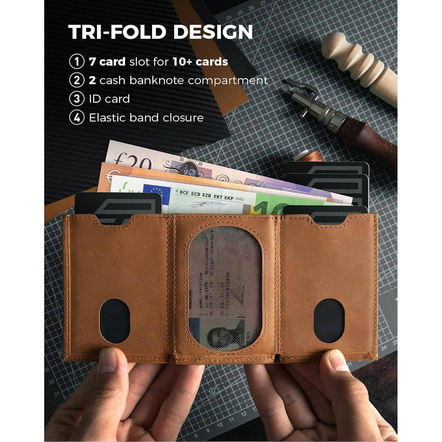 Mini Geldbörse RFID-Schutz Portmonee Kartenetui Leder Slim Wallet