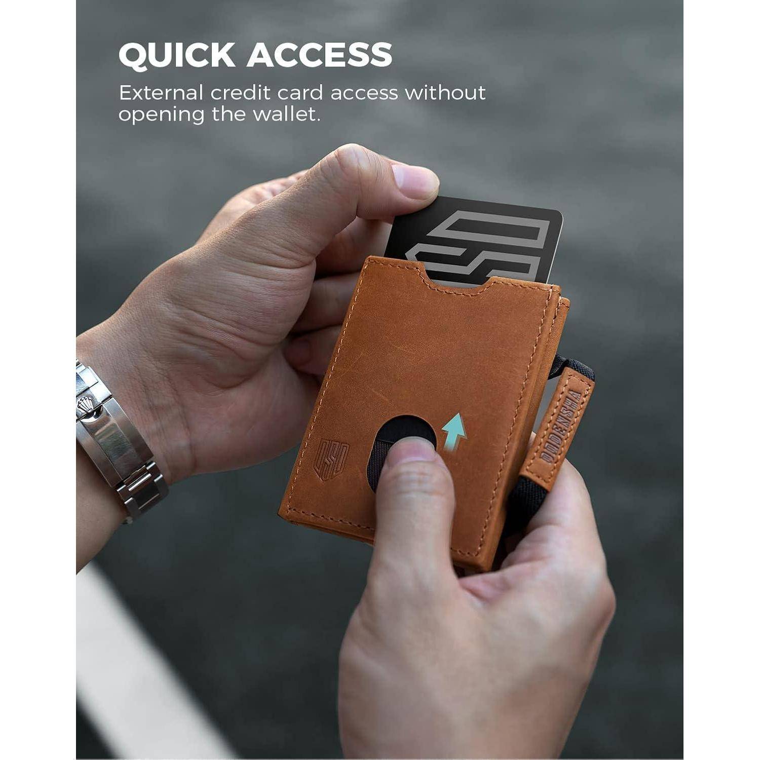 Mini Geldbörse RFID-Schutz Portmonee Kartenetui Leder Slim Wallet