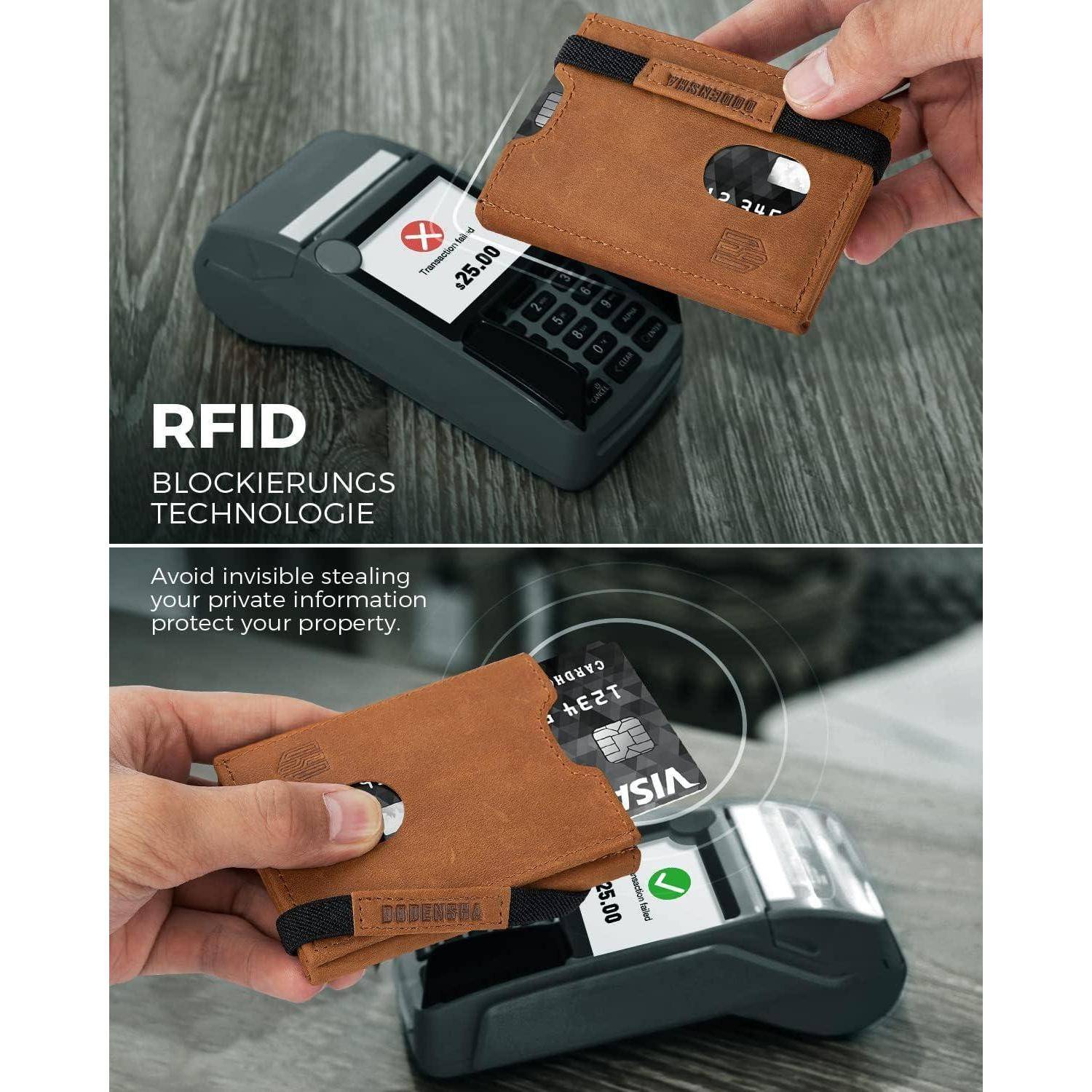 Mini Geldbörse RFID-Schutz Portmonee Kartenetui Leder Slim Wallet