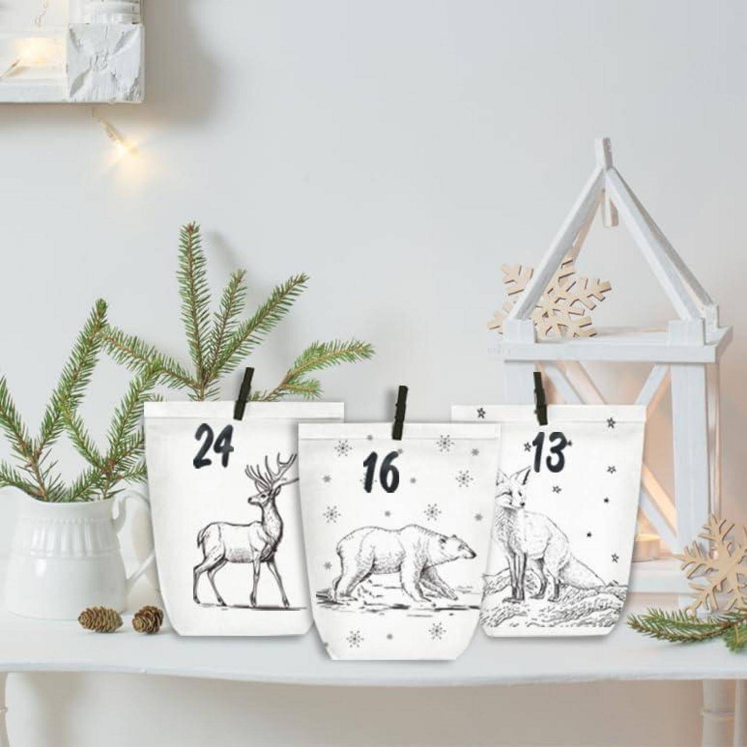 Adventskalender zum Befüllen 24 Weihnachtstüten Bastelset