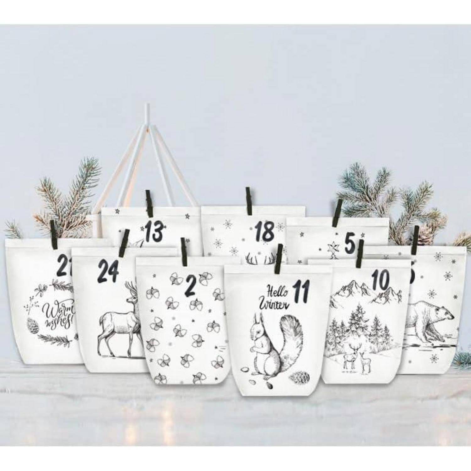 Adventskalender zum Befüllen 24 Weihnachtstüten Bastelset