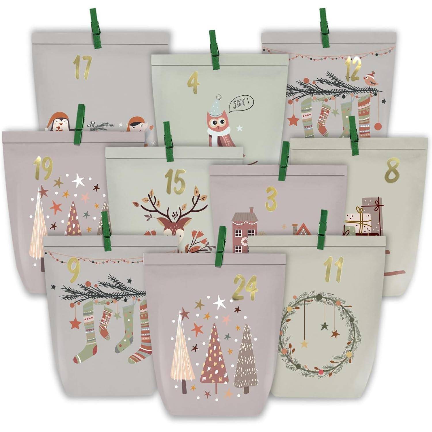 Adventskalender zum Basteln Befüllen 24 Weihnachtstüten