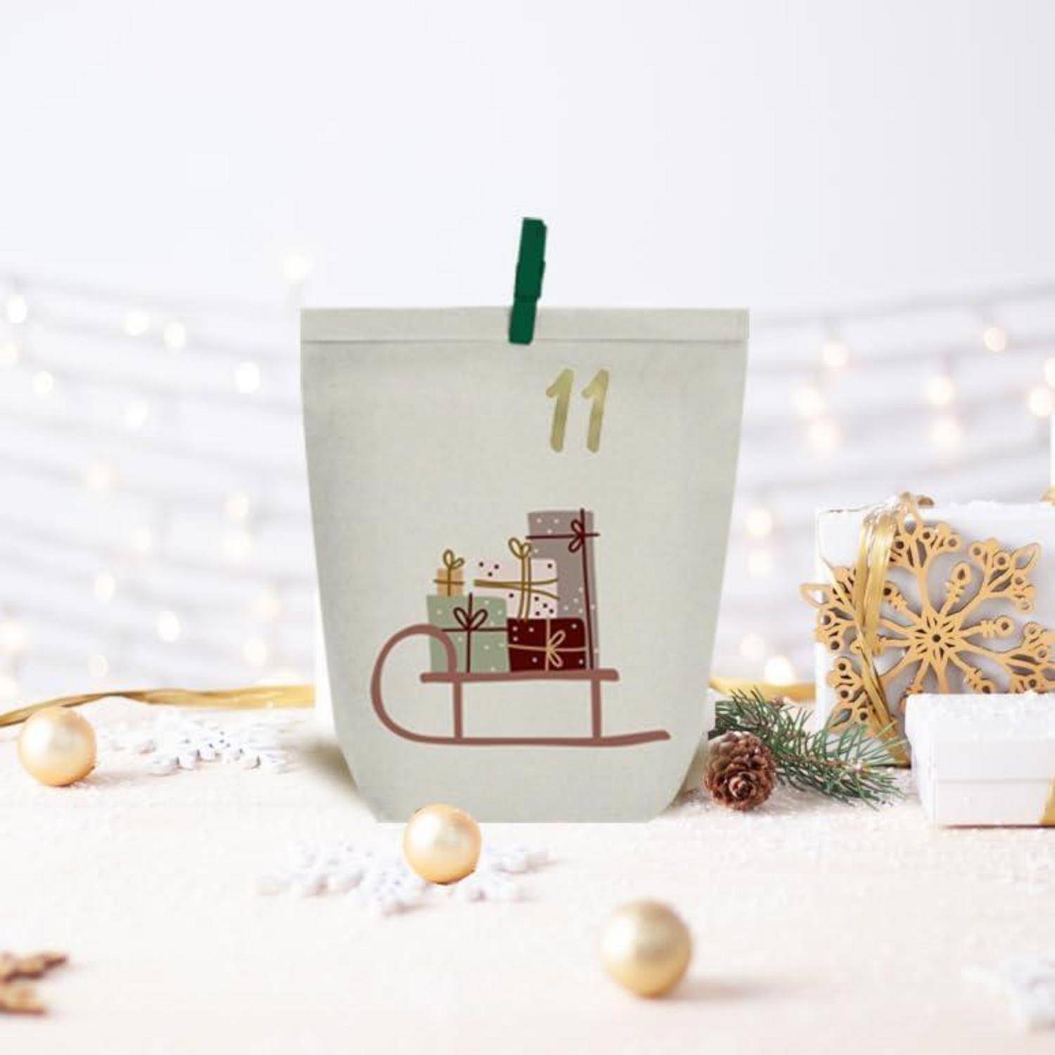 Adventskalender zum Basteln Befüllen 24 Weihnachtstüten