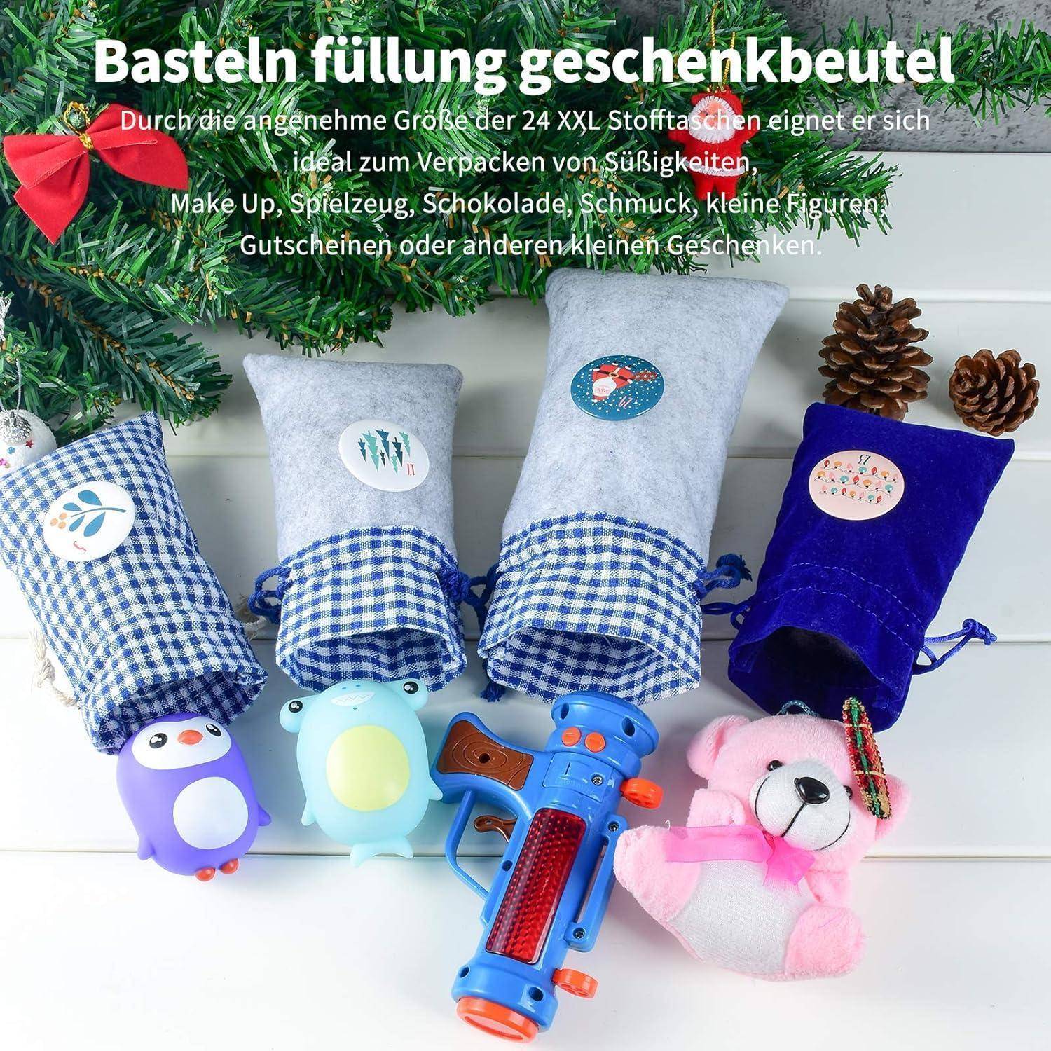 Adventskalender Kette Stoffsäckchen Selbstbefüllen 24 Geschenksäckchen