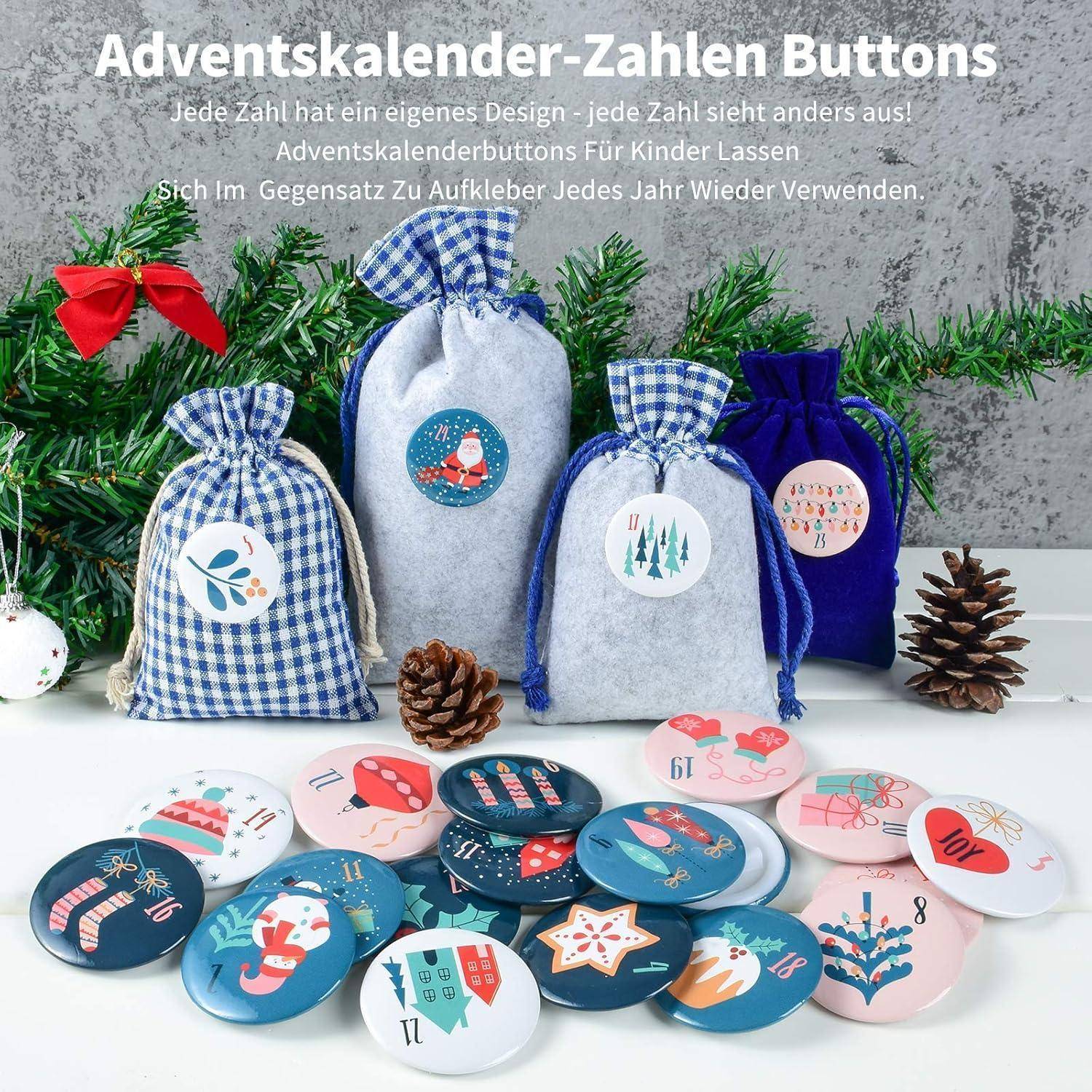 Adventskalender Kette Stoffsäckchen Selbstbefüllen 24 Geschenksäckchen