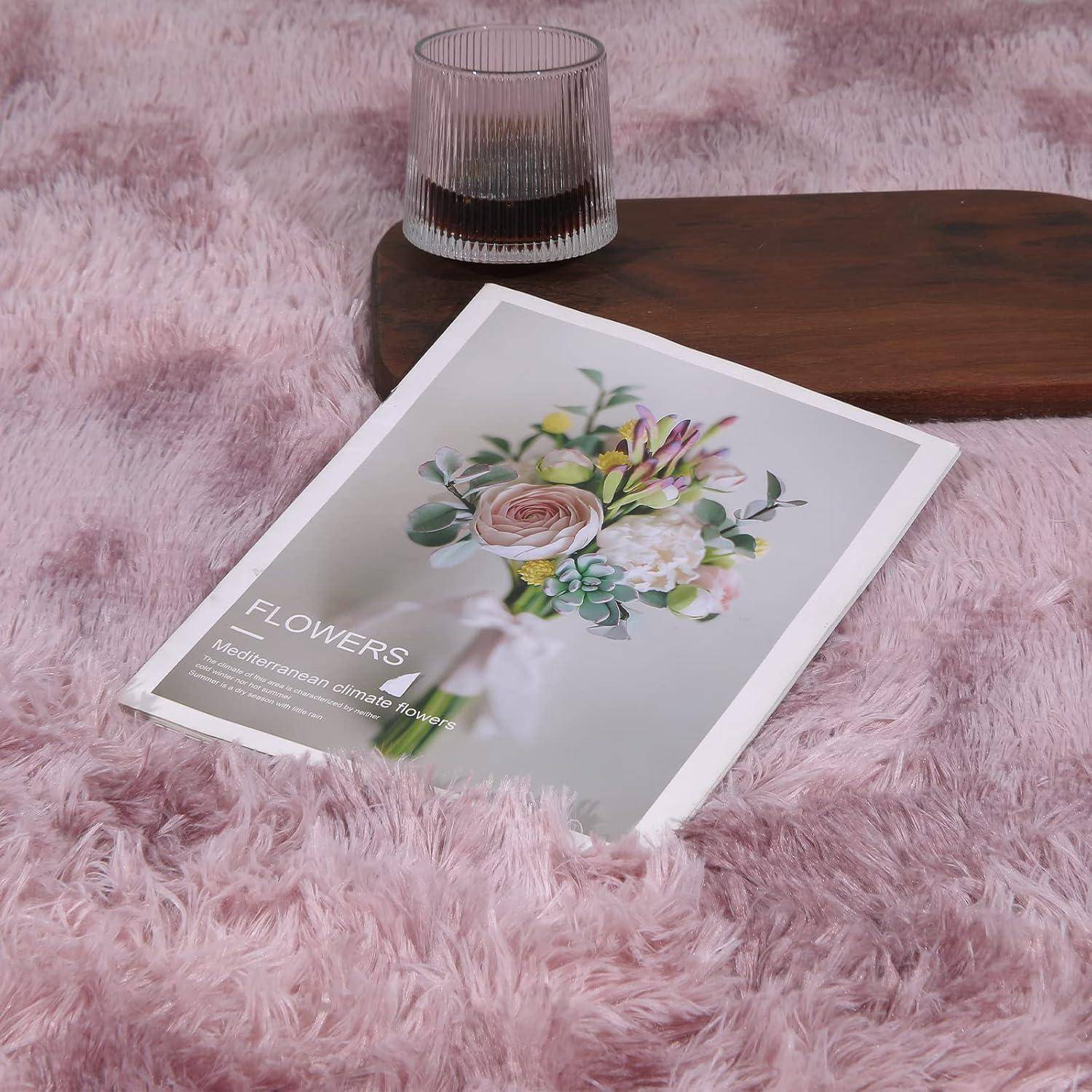 Flauschiger Shaggy Teppich Langflor rutschfest in Rosa 160x200 cm