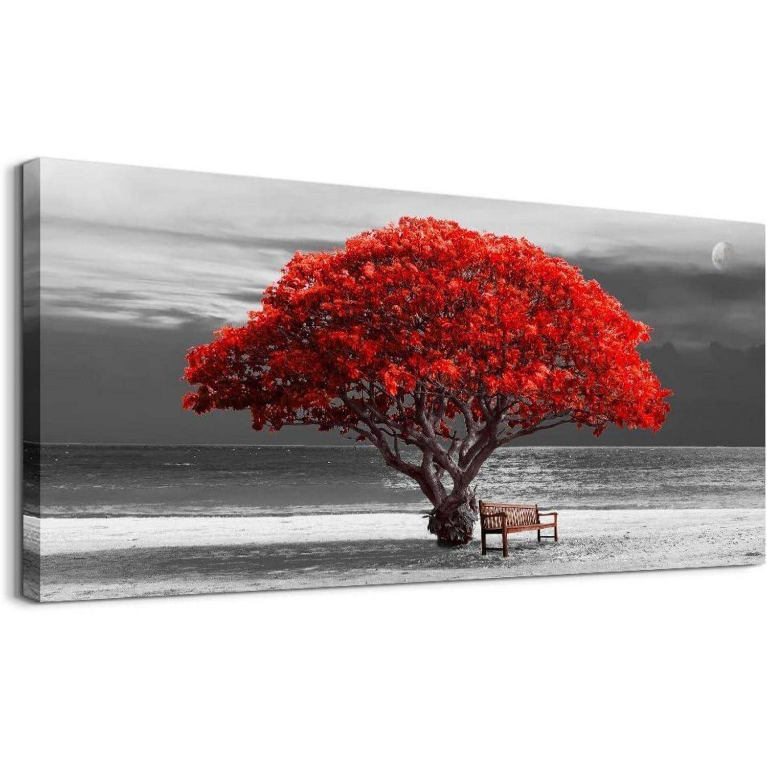 Bilder Baum Rote Natur Leinwand Bilder Moderne Wanddeko 50x100 cm