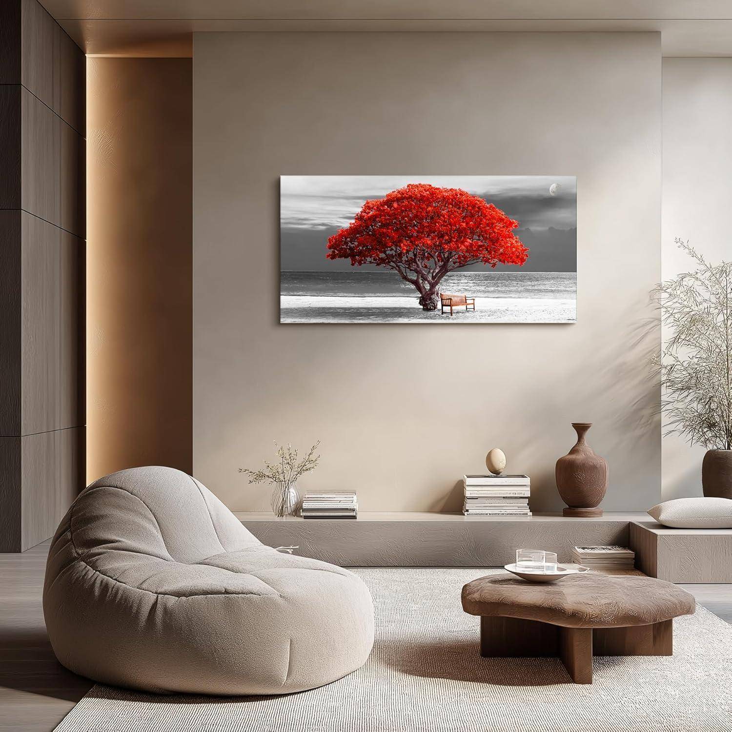 Bilder Baum Rote Natur Leinwand Bilder Moderne Wanddeko 50x100 cm