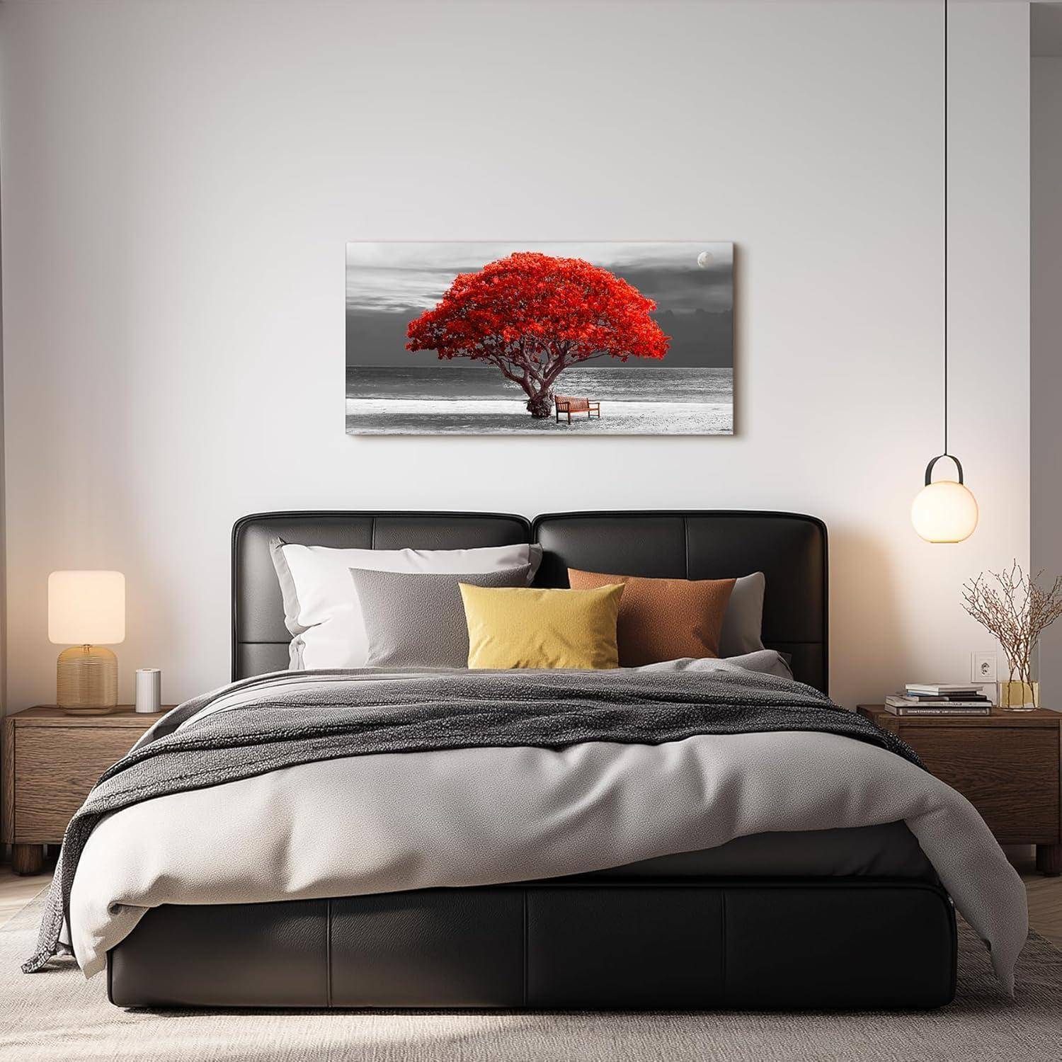 Bilder Baum Rote Natur Leinwand Bilder Moderne Wanddeko 50x100 cm