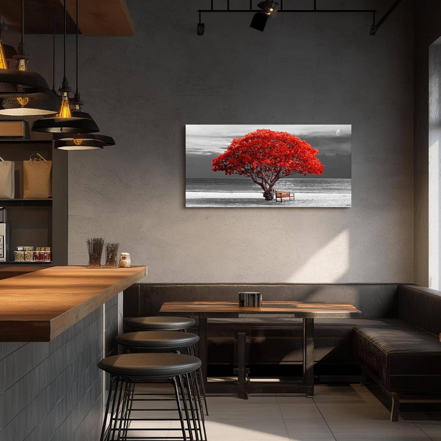 Bilder Baum Rote Natur Leinwand Bilder Moderne Wanddeko 50x100 cm