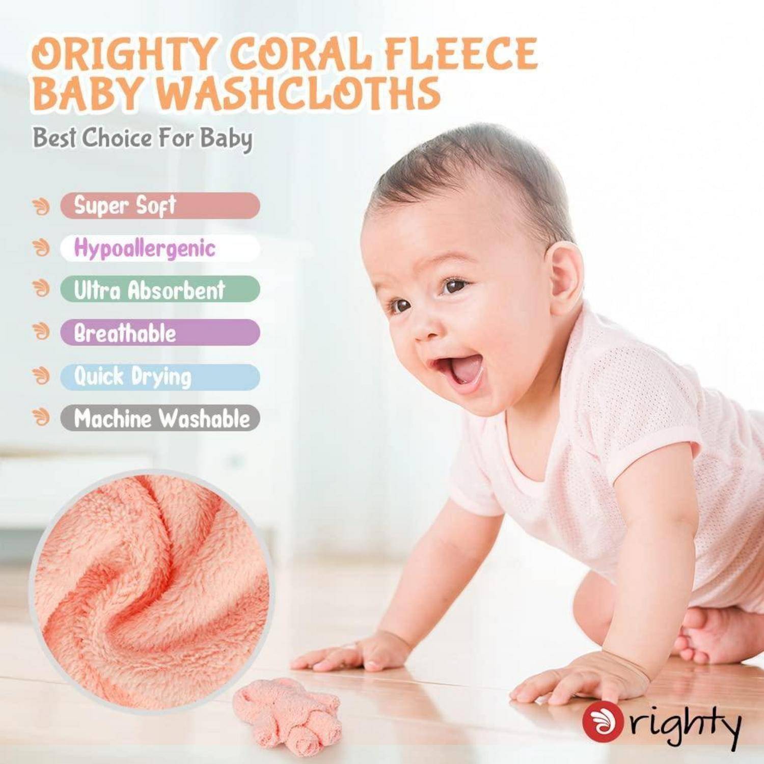 Baby Waschlappen 50er-Pack Mikrofaser Coral Fleece Gesichtstücher 7x9