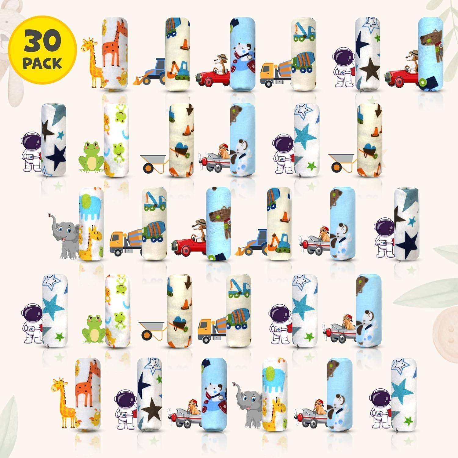 Baby-Waschlappen Set Flanell Lustige Muster 100% Baumwolle 17x25cm
