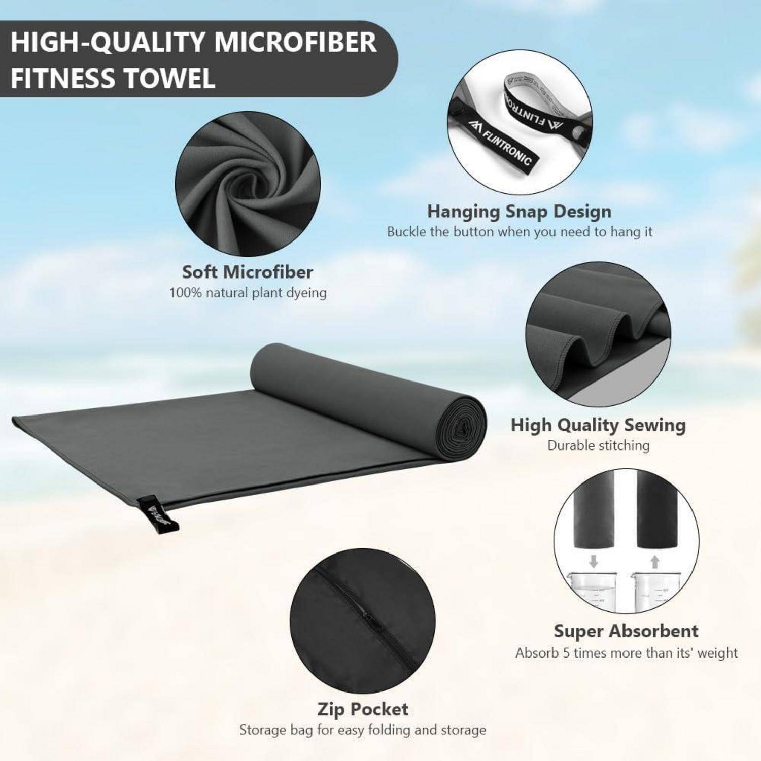 Mikrofaser Handtuch 200x100cm Groß Schnelltrocknend für Gym Strand
