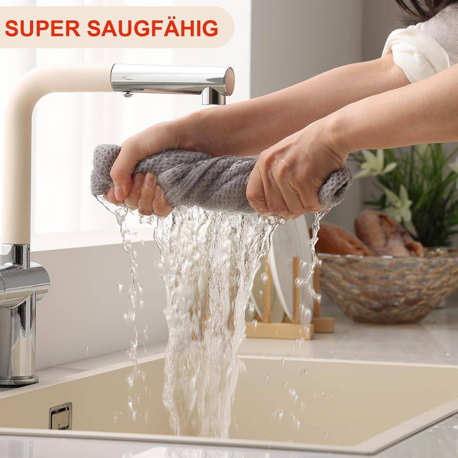 Geschirrtücher 6er Set 100% Baumwolle Saugfähig Weiche Küchentücher