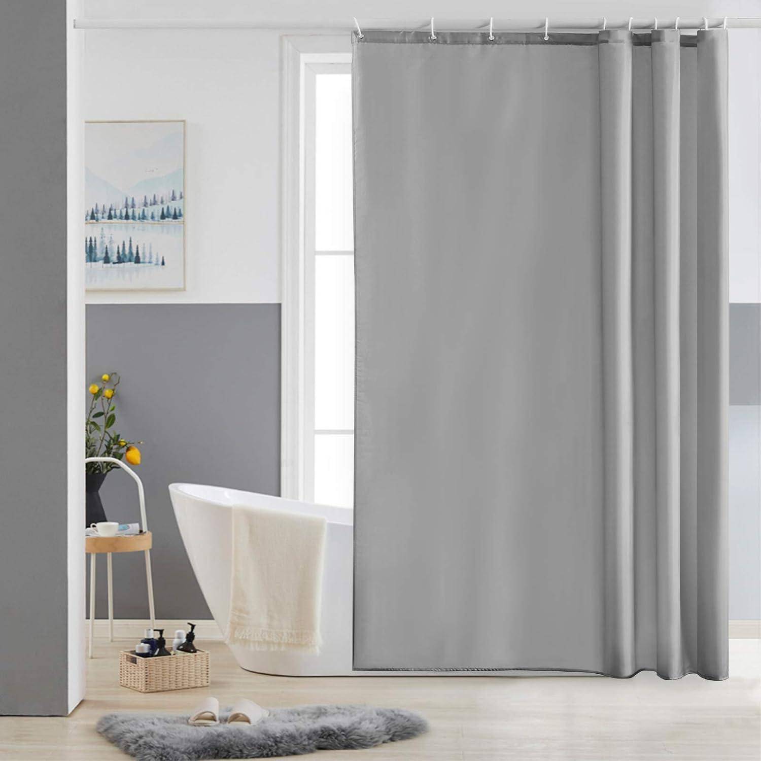 Schmaler Duschvorhang Textil Polyester Grau 150x180 Waschbar