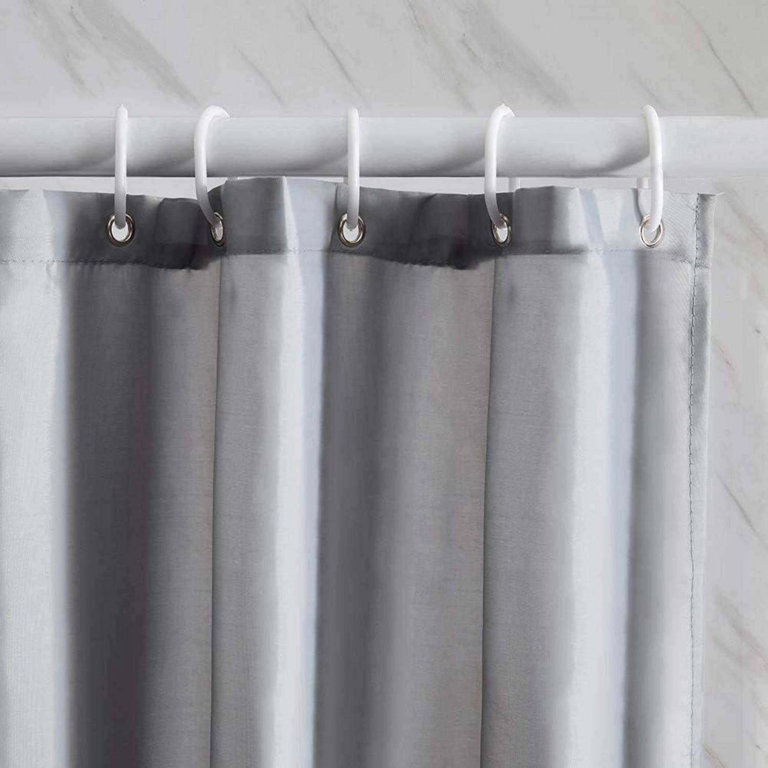 Schmaler Duschvorhang Textil Polyester Grau 150x180 Waschbar