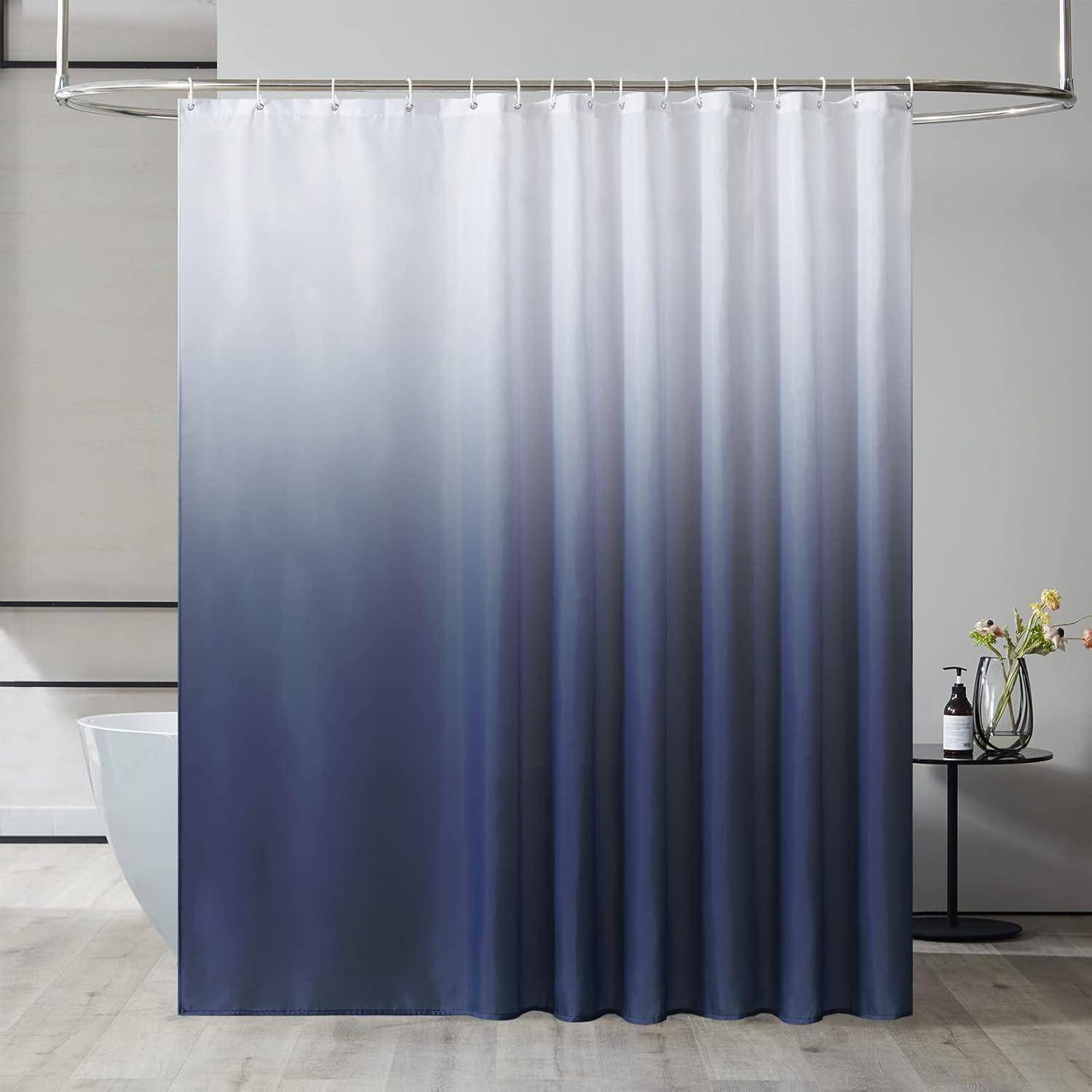 Duschvorhang Überlänge Anti-schimmel Weiß Dunkelblau 240x200cm