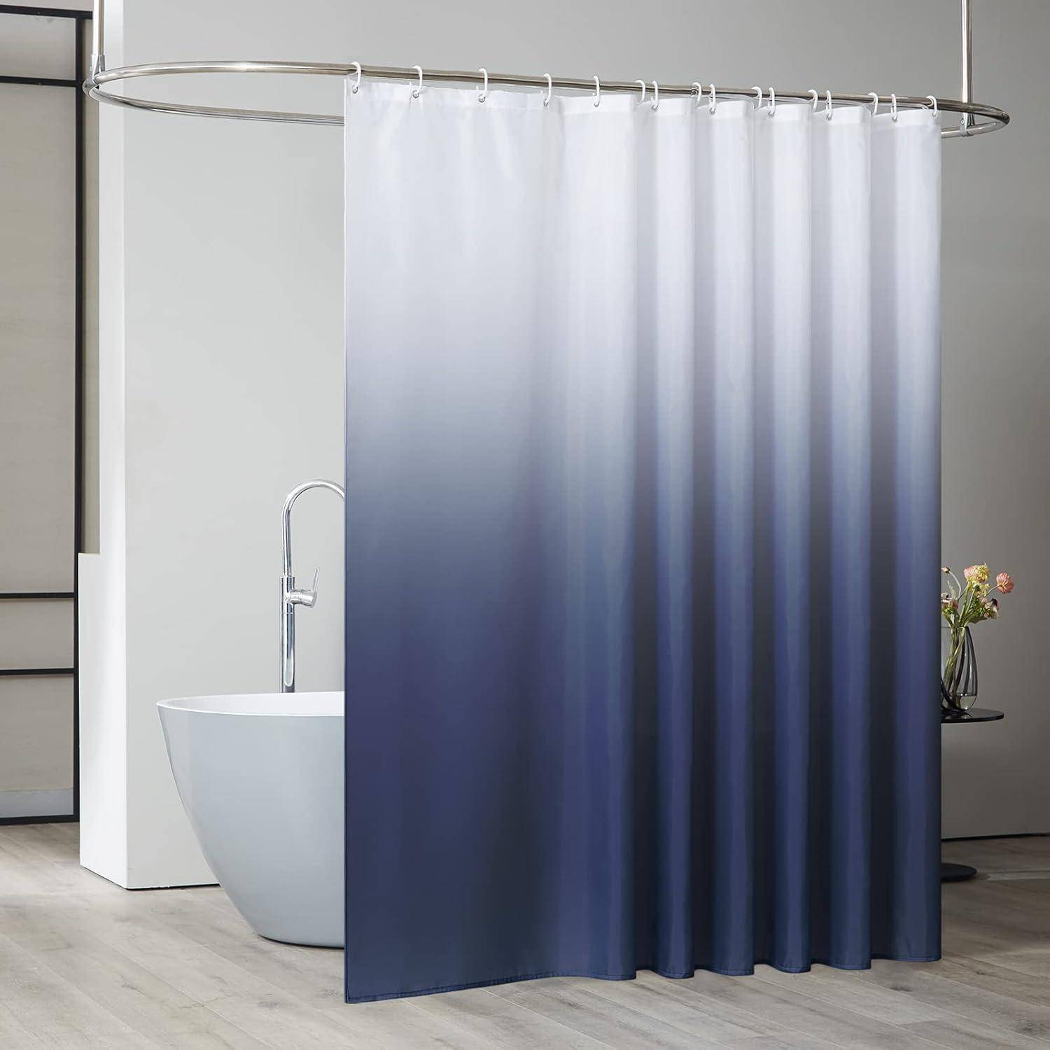 Duschvorhang Überlänge Anti-schimmel Weiß Dunkelblau 240x200cm