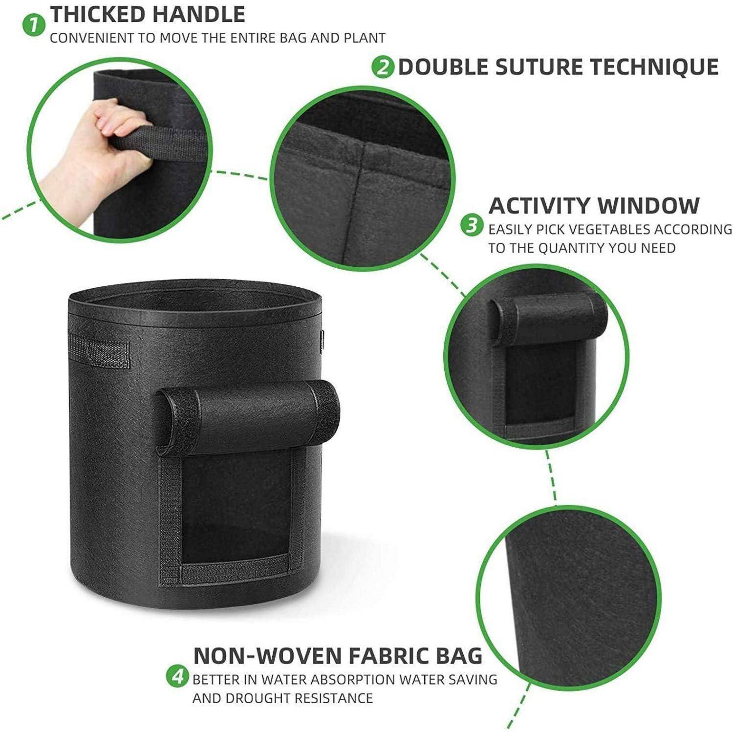 Stofftasche mit dickem Griff, Doppelnaht-Technik und Aktivitätsfenster für einfaches Gemüsepflücken. Vliesstoff, wasserabsorbierend.
