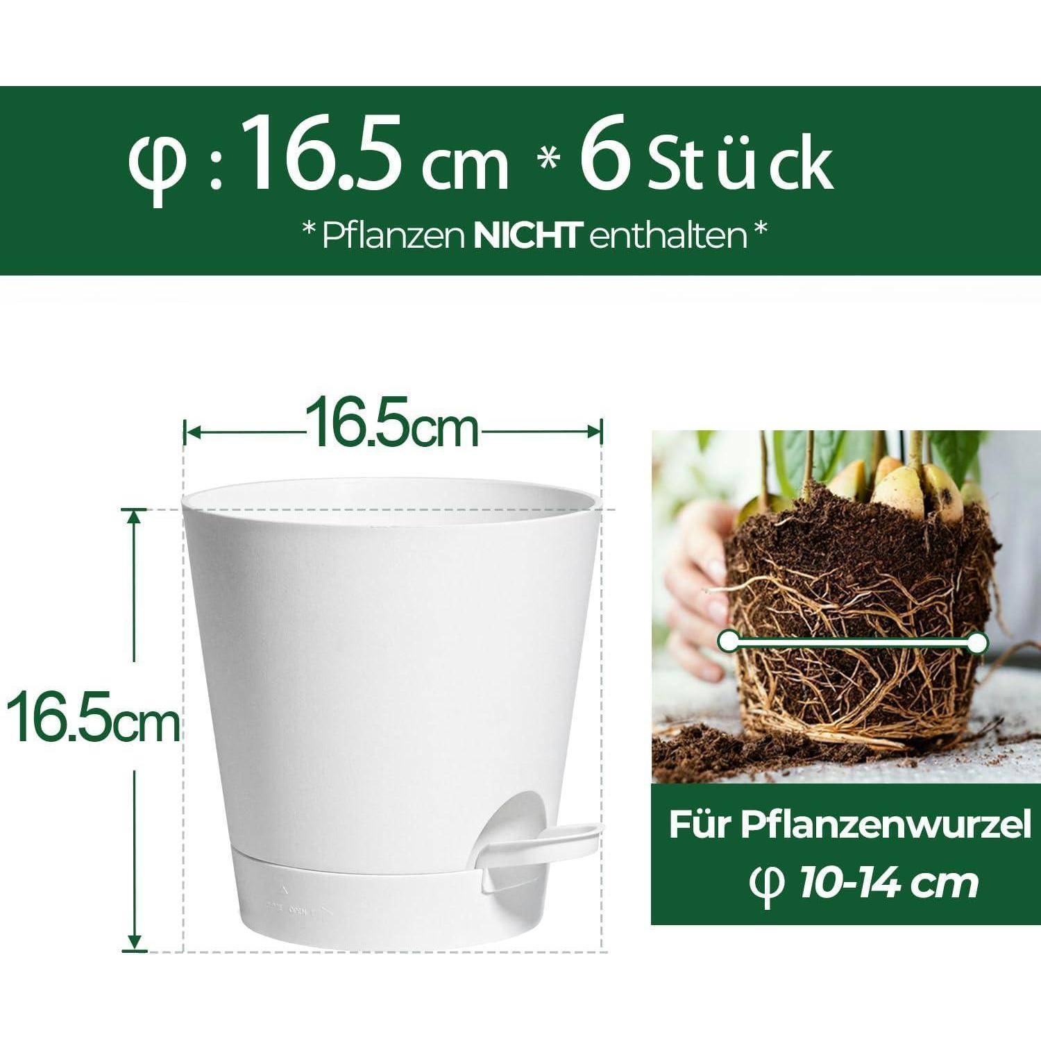 16,5cm Kunststoff Blumentopf Bewässerungssystem 6er-Set