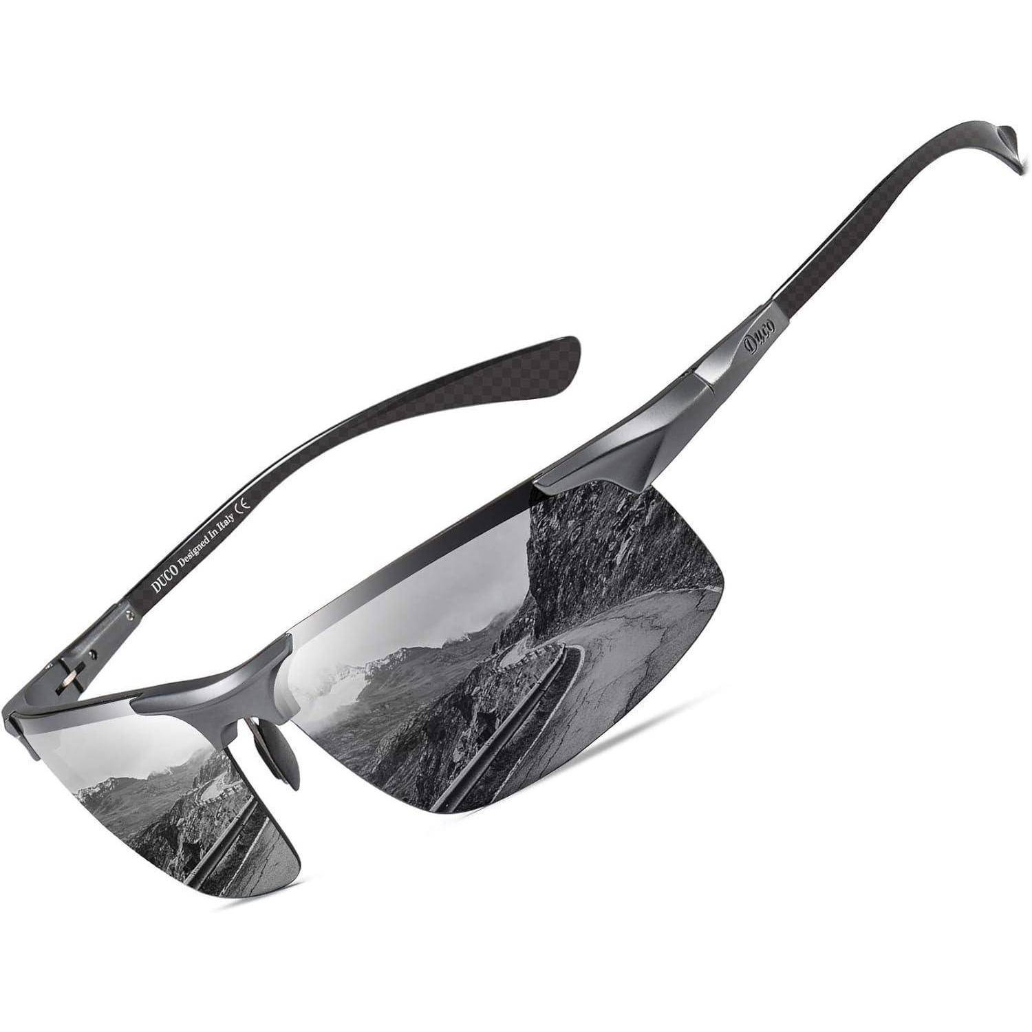Polarisierte Sonnenbrille Kohlefaser Metallrahmen Sport UV400 CAT 3