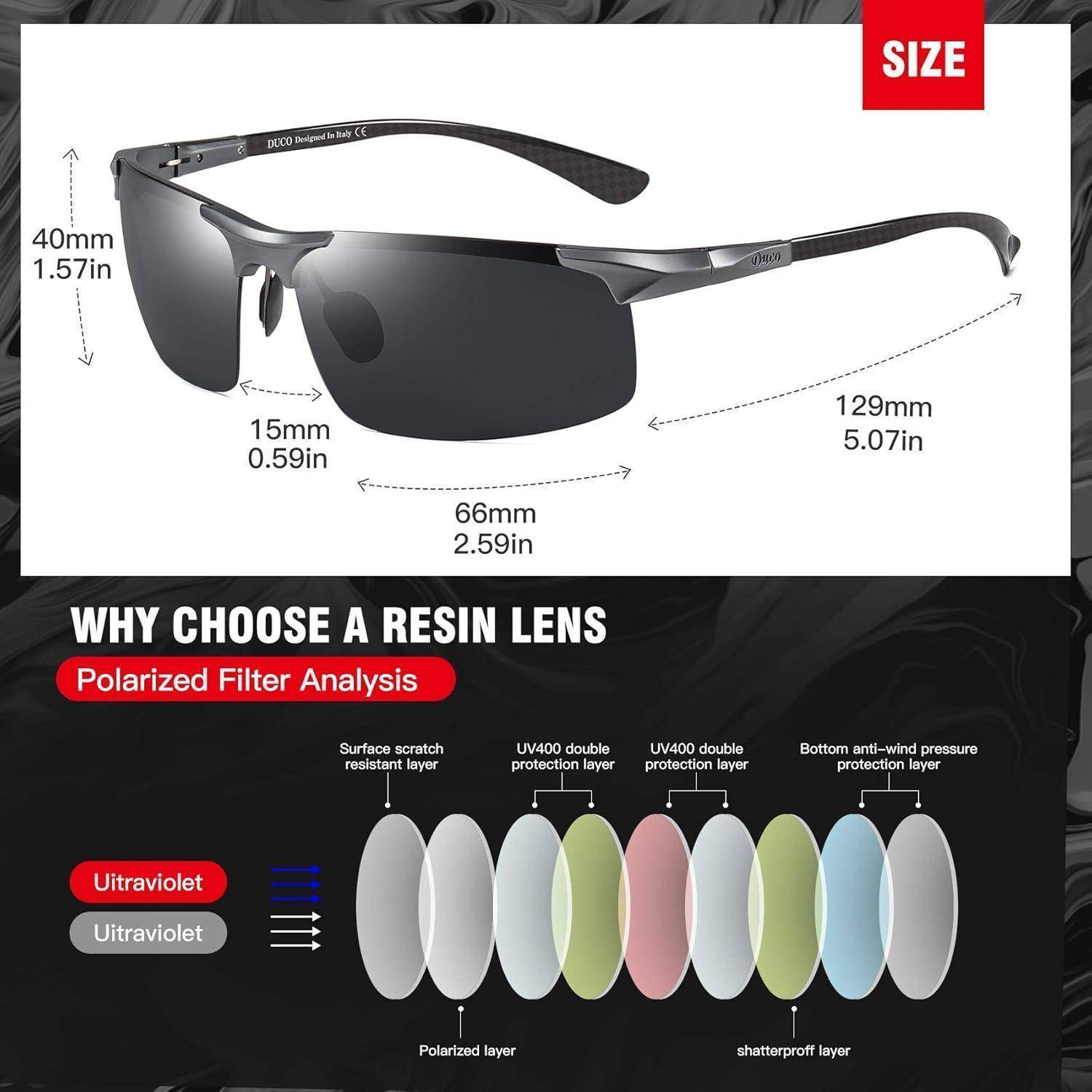 Polarisierte Sonnenbrille Kohlefaser Metallrahmen Sport UV400 CAT 3
