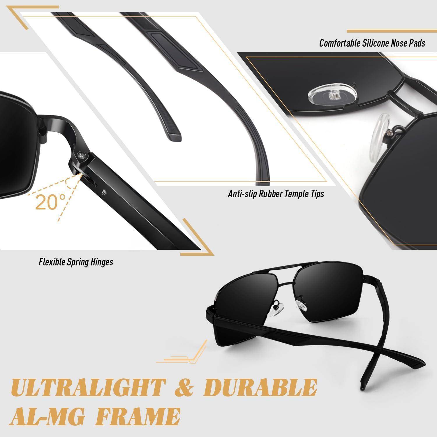 Pilotenbrille Polarisiert Al-Mg Metallrahmen UV400 Schutz CAT3