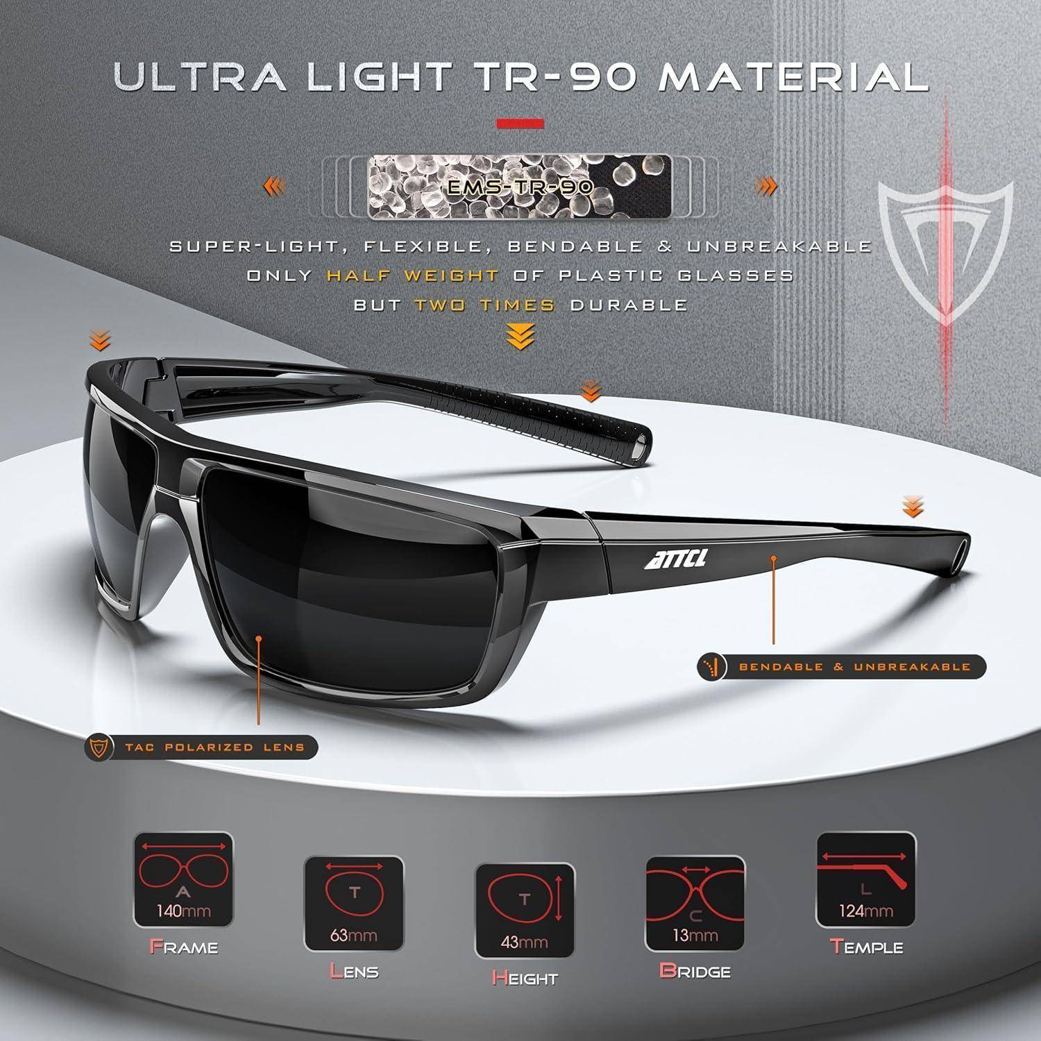 Herren Polarisierte Sport Sonnenbrille UV-Schutz TR90 Ultraleicht
