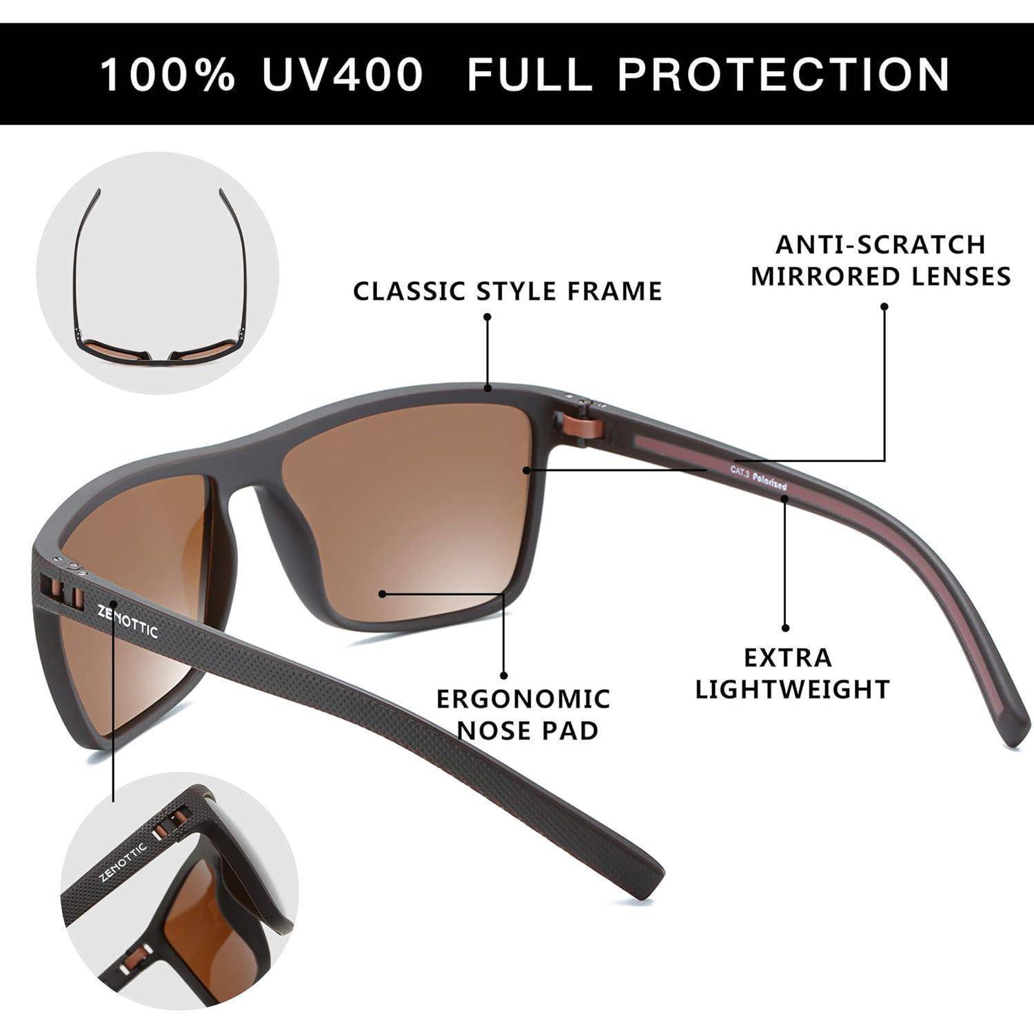 Polarisierte Sonnenbrille Herren TR90 Rahmen UV400 Schutz Quadrat