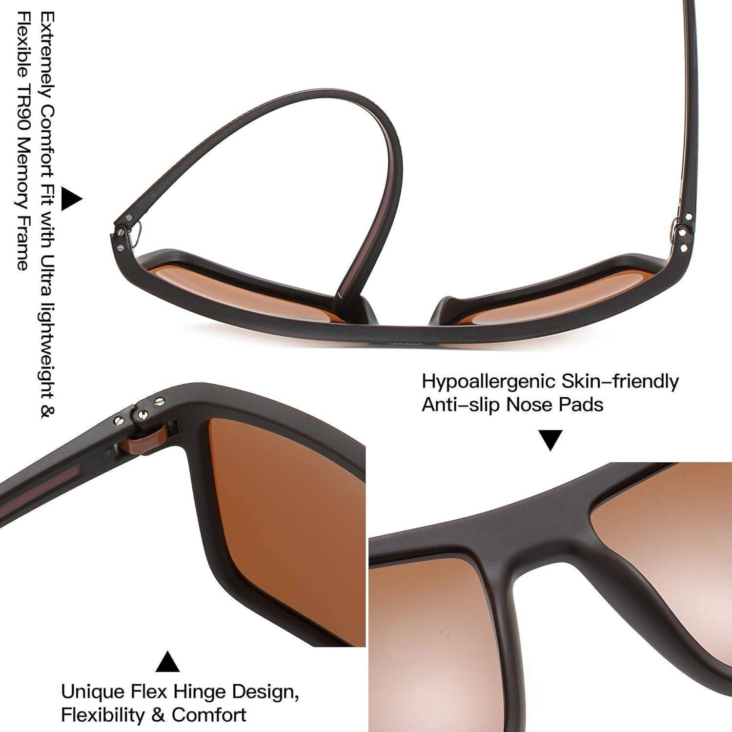 Polarisierte Sonnenbrille Herren TR90 Rahmen UV400 Schutz Quadrat