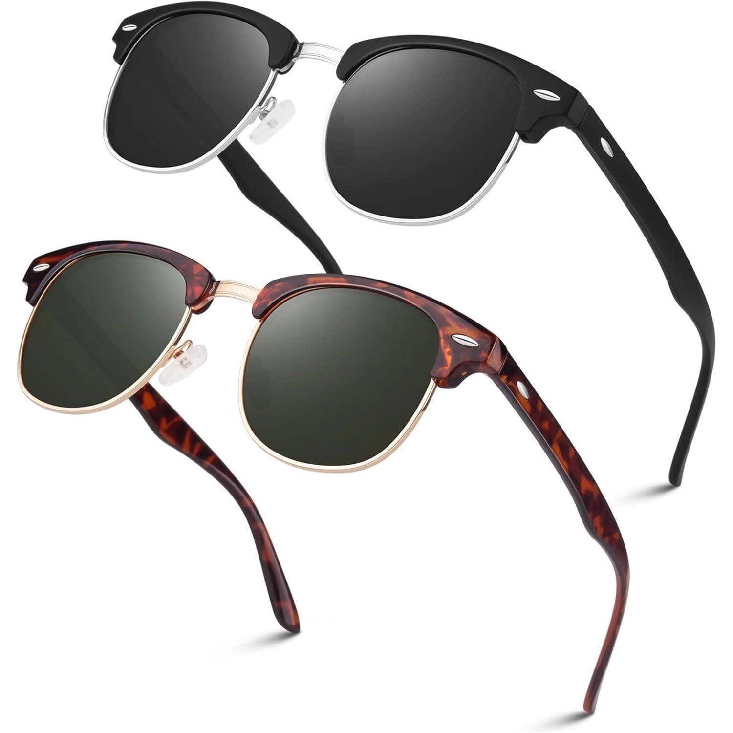Polarisierte Sonnenbrille Halbrahmen UV400 für Reisen & Angeln 2er Set