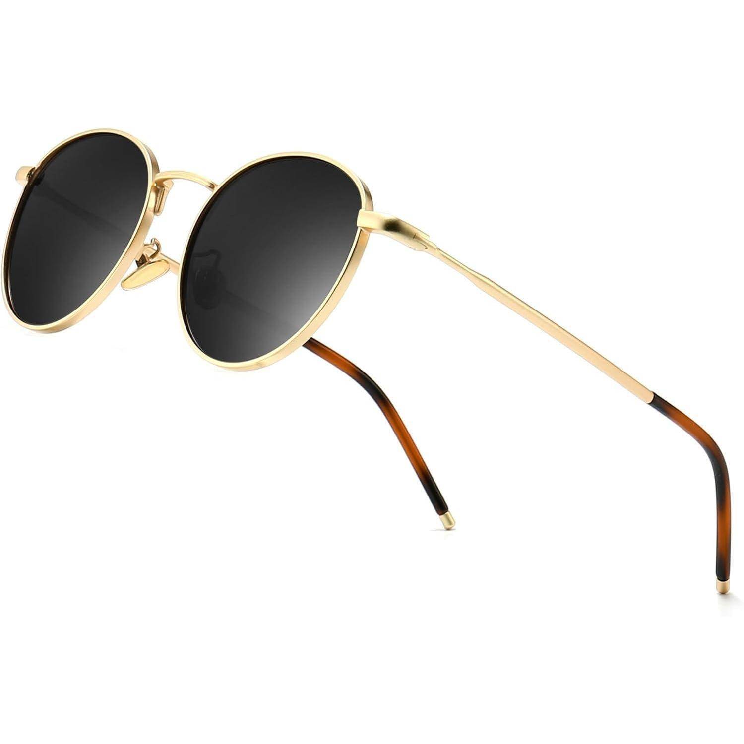 Polarisierte Vintage Runde Sonnenbrille Klassischer Retro Metallrahmen