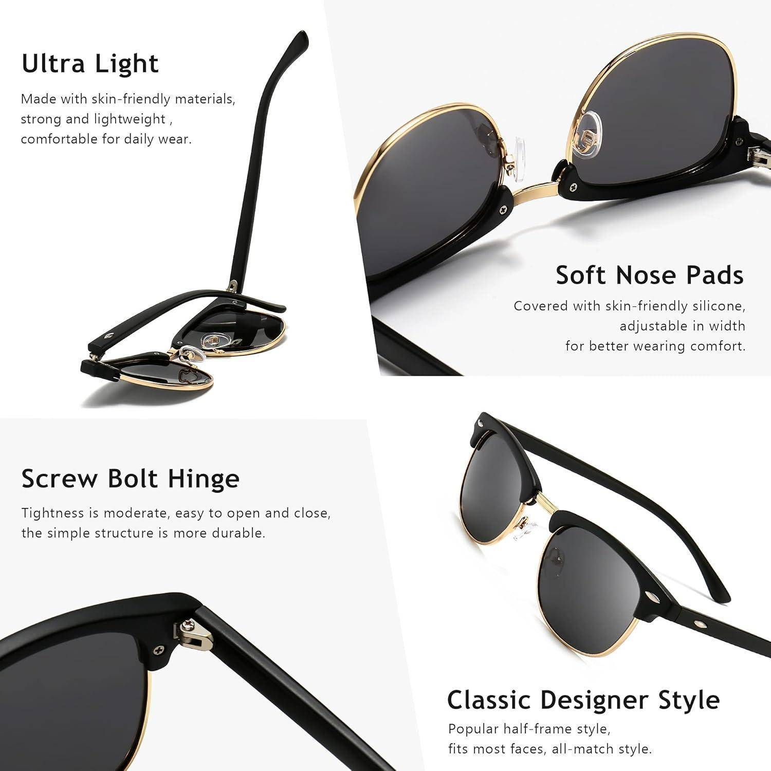 Retro Runde Halbrandlose Polarisierte Sonnenbrille UV-Schutz, SGT016