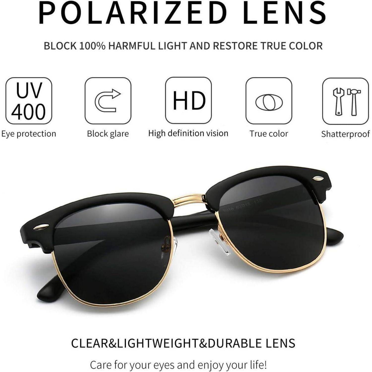 Retro Runde Halbrandlose Polarisierte Sonnenbrille UV-Schutz, SGT016