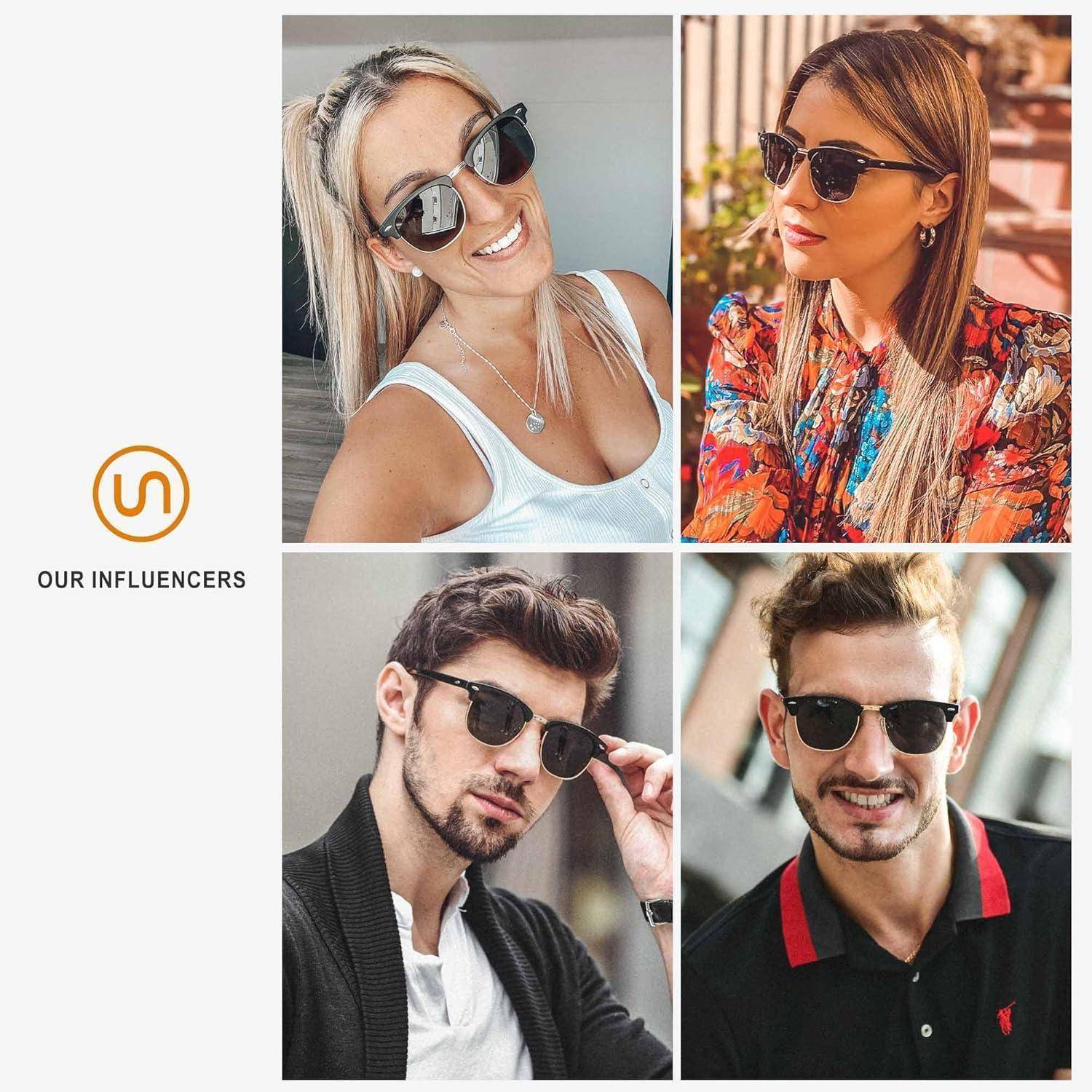 Retro Runde Halbrandlose Polarisierte Sonnenbrille UV-Schutz, SGT016