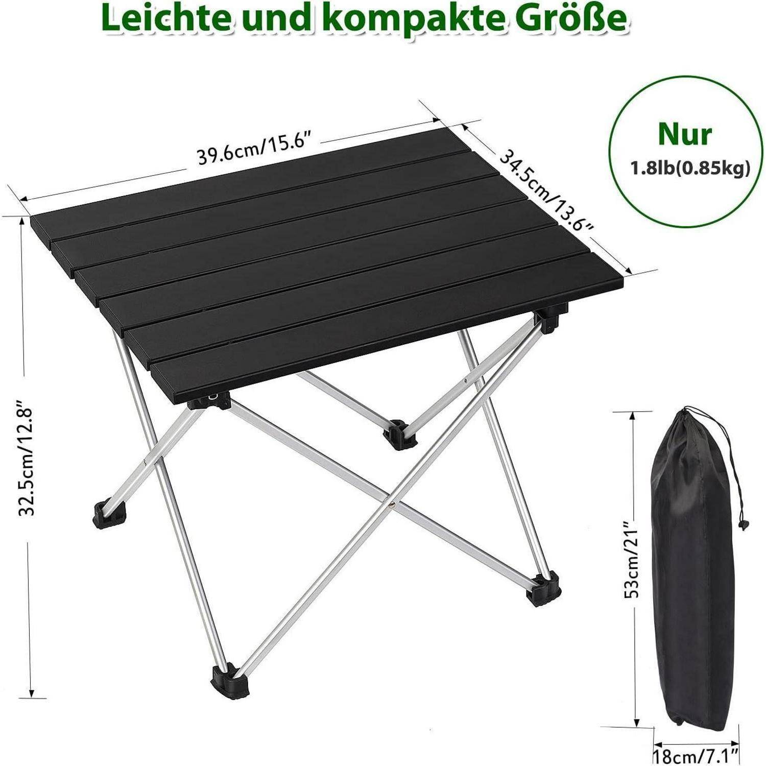 Tragbarer Campingtisch Klapptisch Aluminium mit Tragetasche für