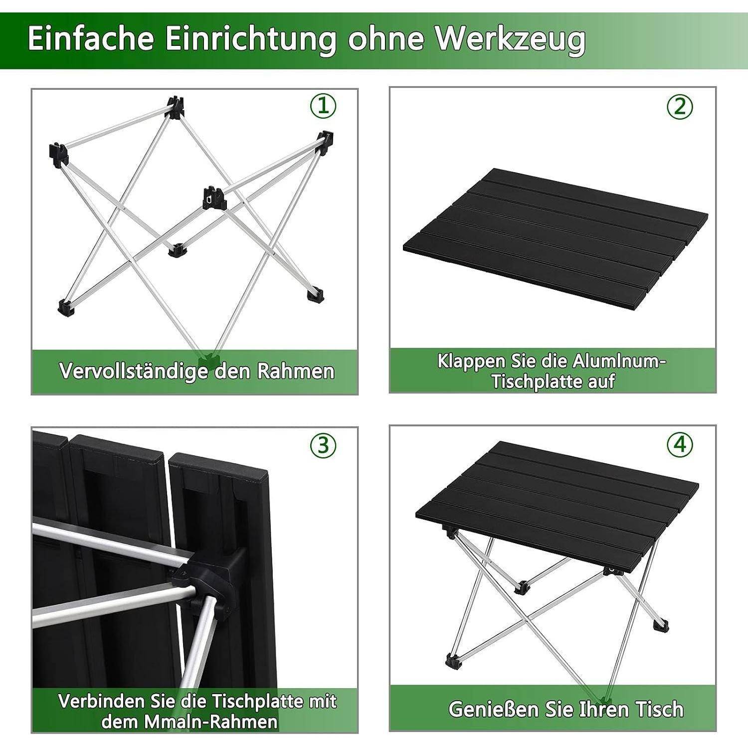 Tragbarer Campingtisch Klapptisch Aluminium mit Tragetasche für