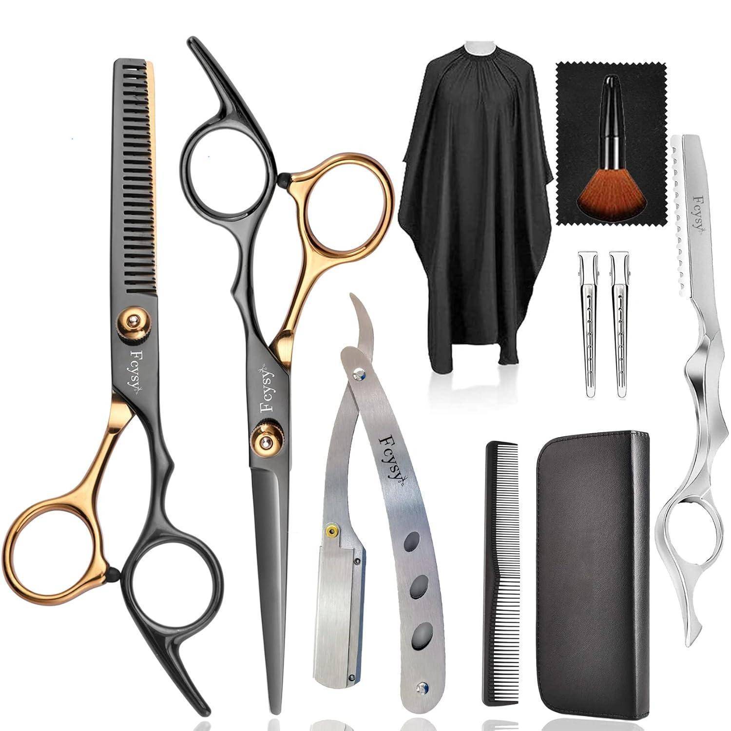 Friseurschere Haarschneideschere Effilierschere Set 11 Stk Profi
