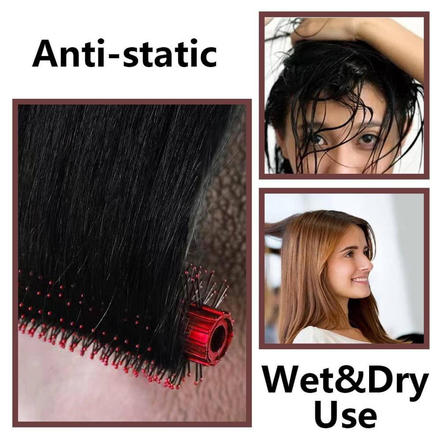 4-teiliges Haarbürsten-Set: antistatische Massage, ovale entwirrende